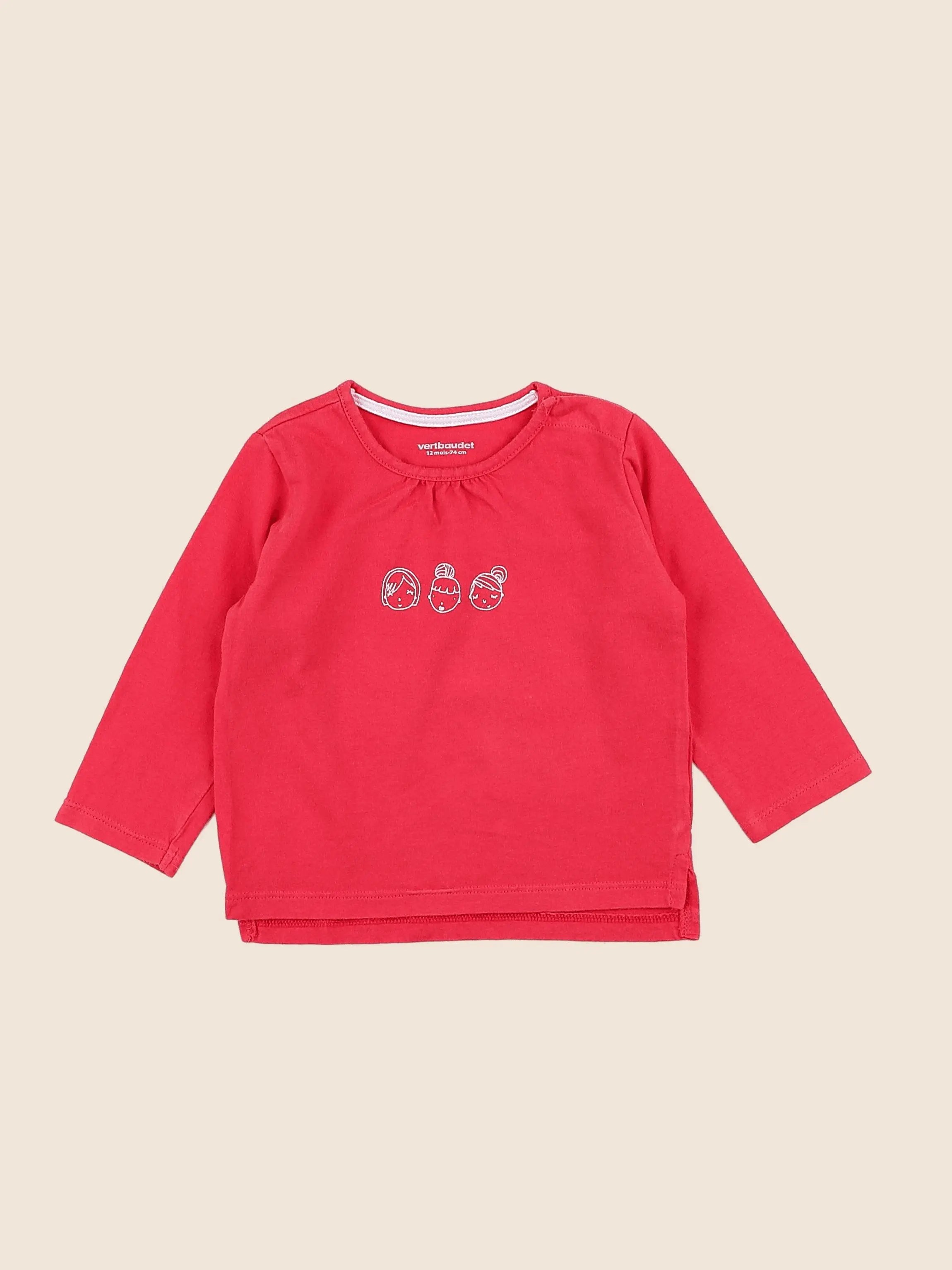 Vertbaudet - tee-shirt rose - 12 mois