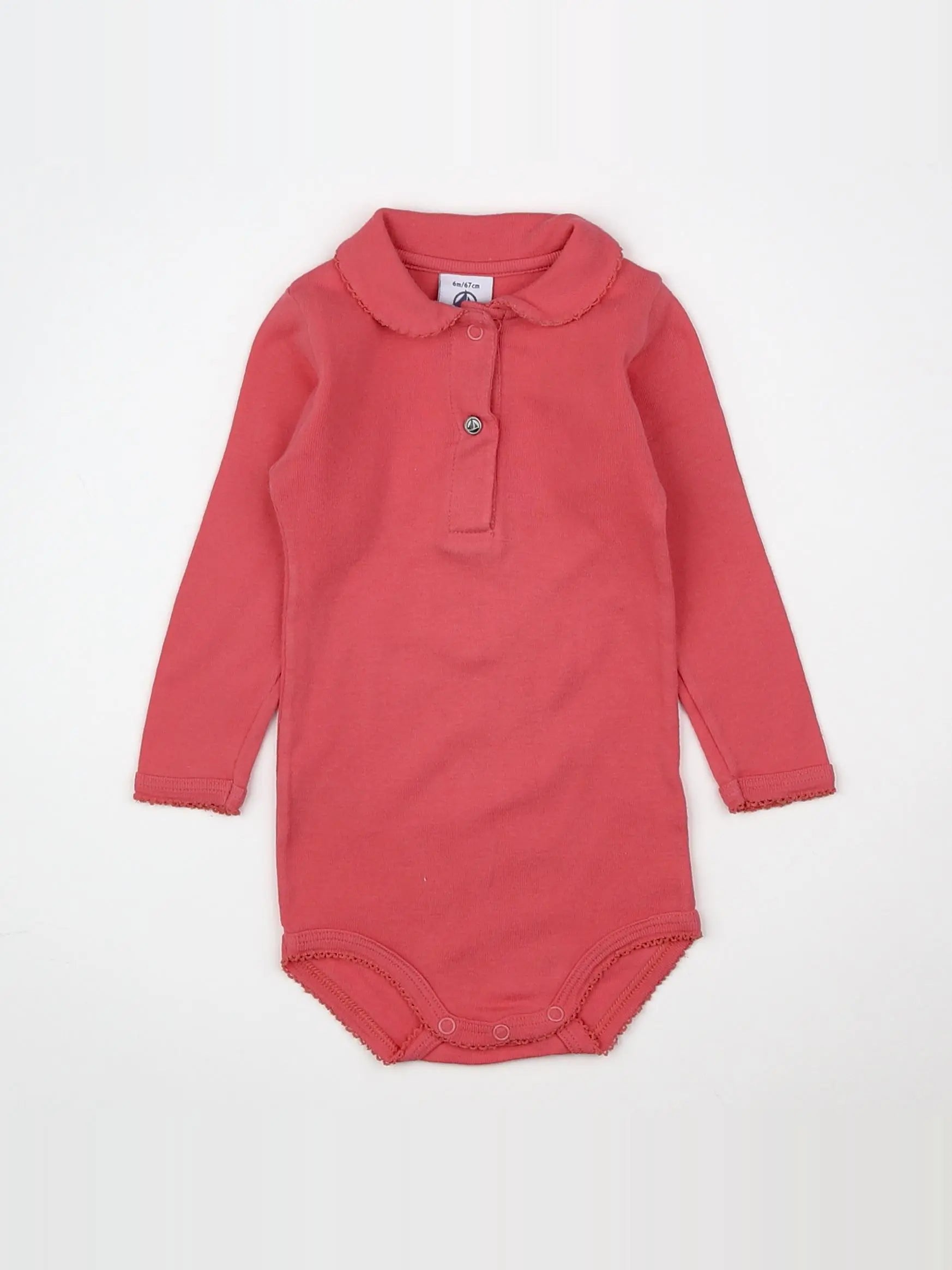 Petit Bateau - body à col rose - 6 mois