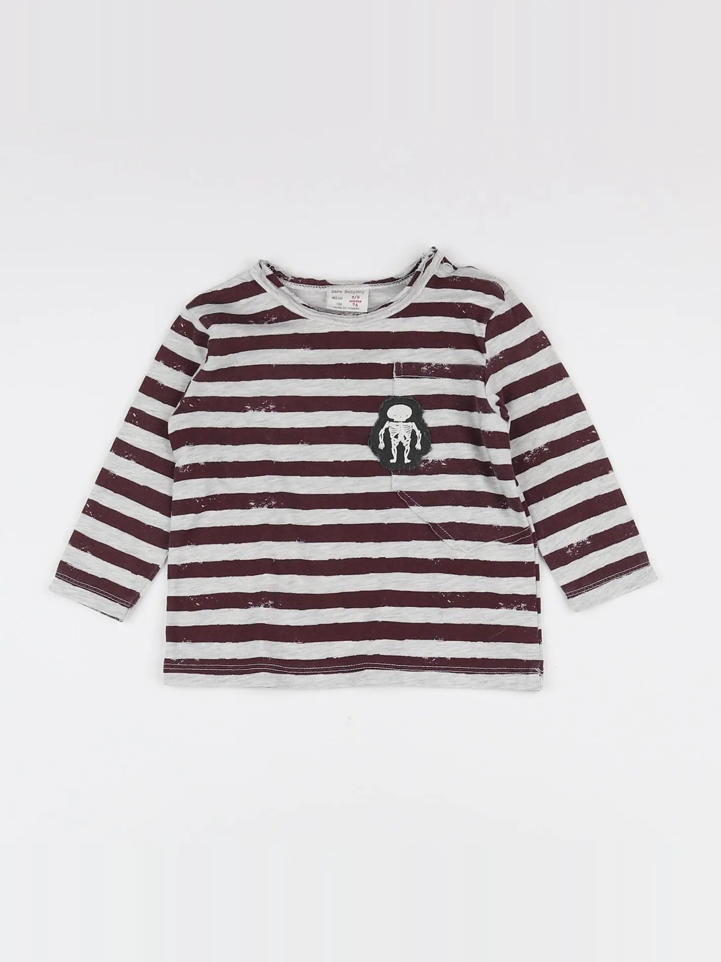 Zara - tee-shirt gris, violet - 6/9 mois