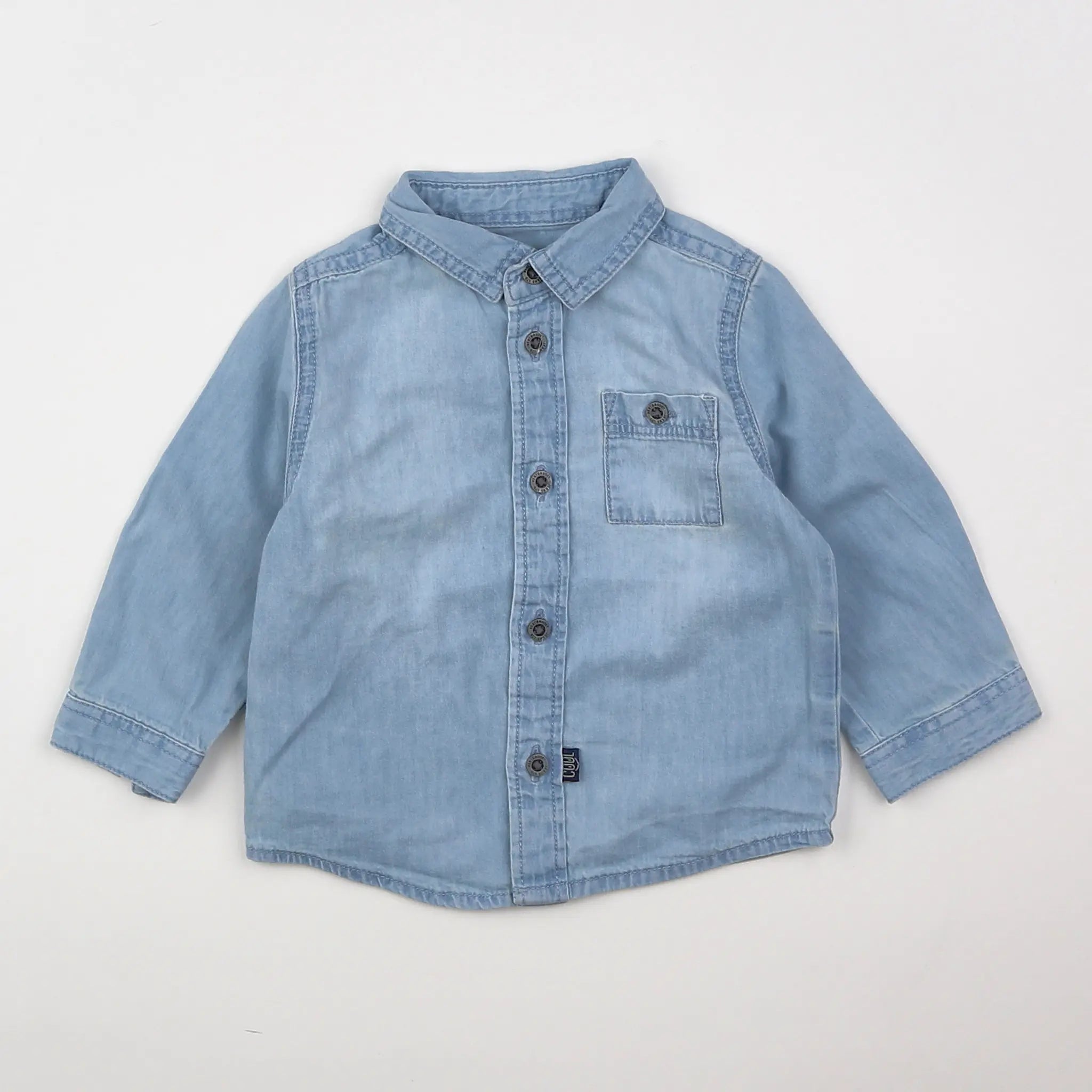 Vertbaudet - chemise bleu - 9 mois