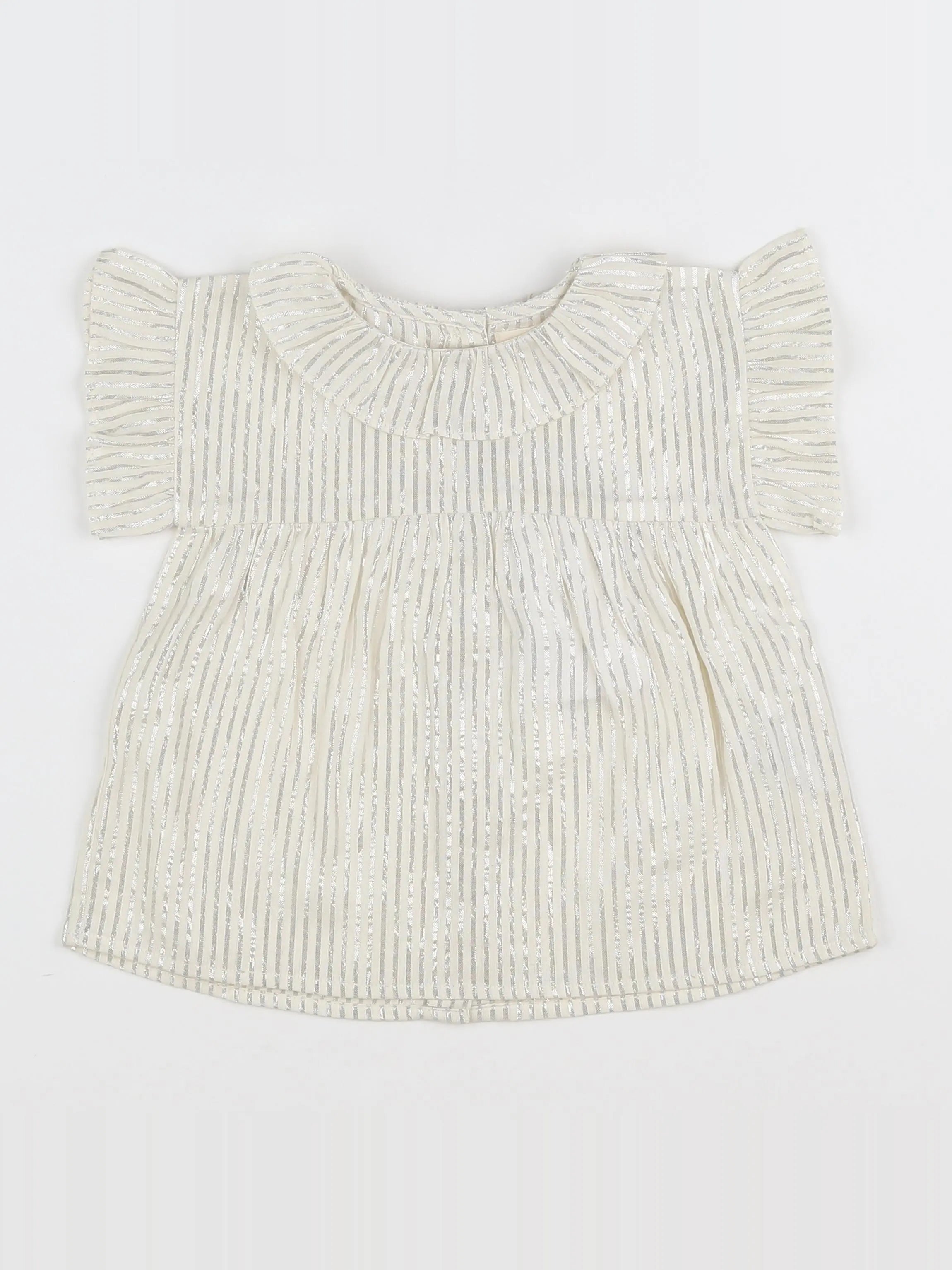Louis Louise - blouse blanc, argent (état neuf) - 12 mois