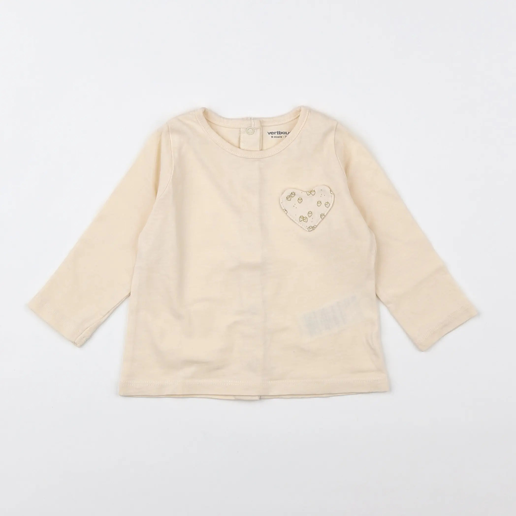 Vertbaudet - tee-shirt beige - 9 mois