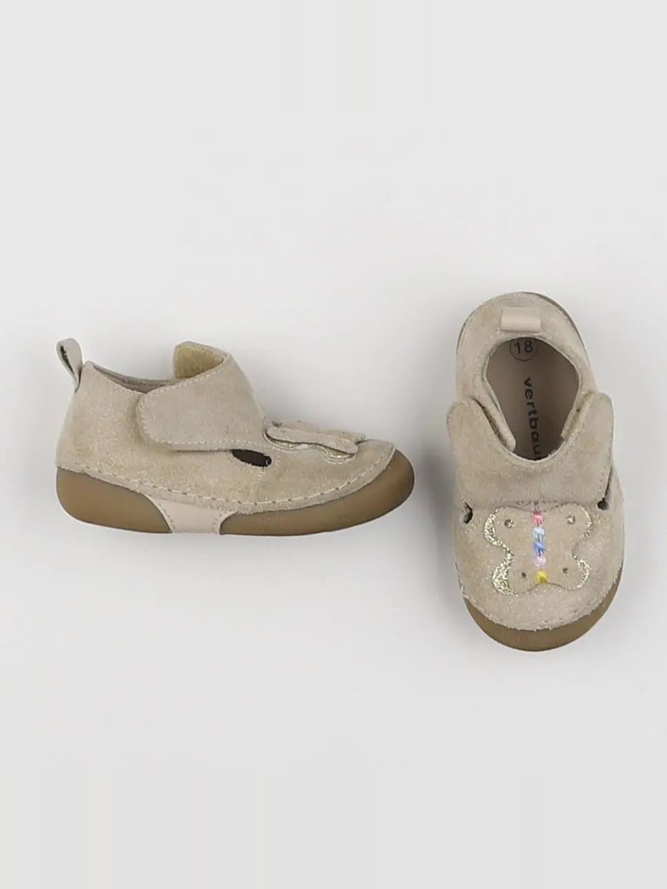 Vertbaudet - chaussons beige,or - pointure 18