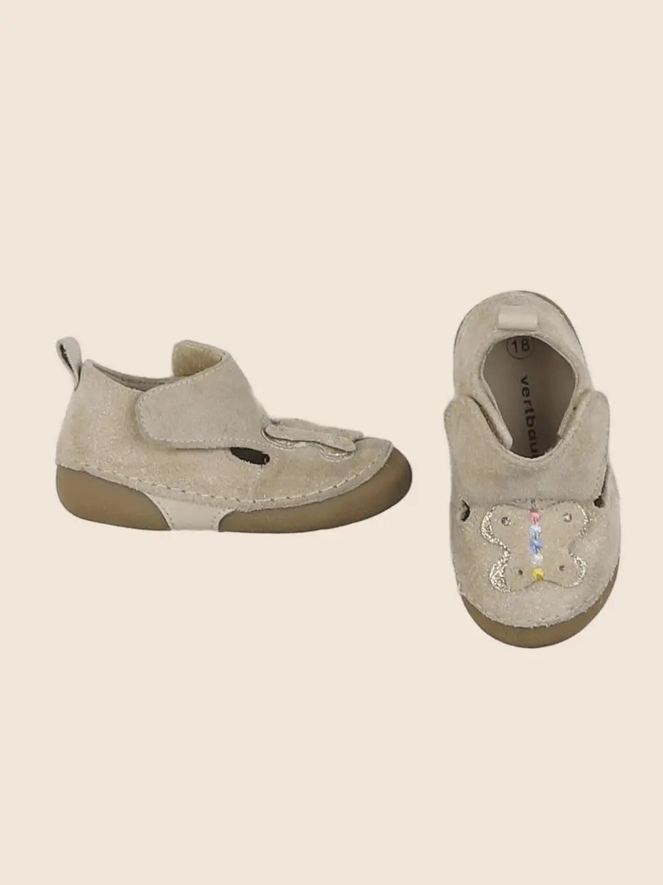 Vertbaudet - chaussons beige,or - pointure 18