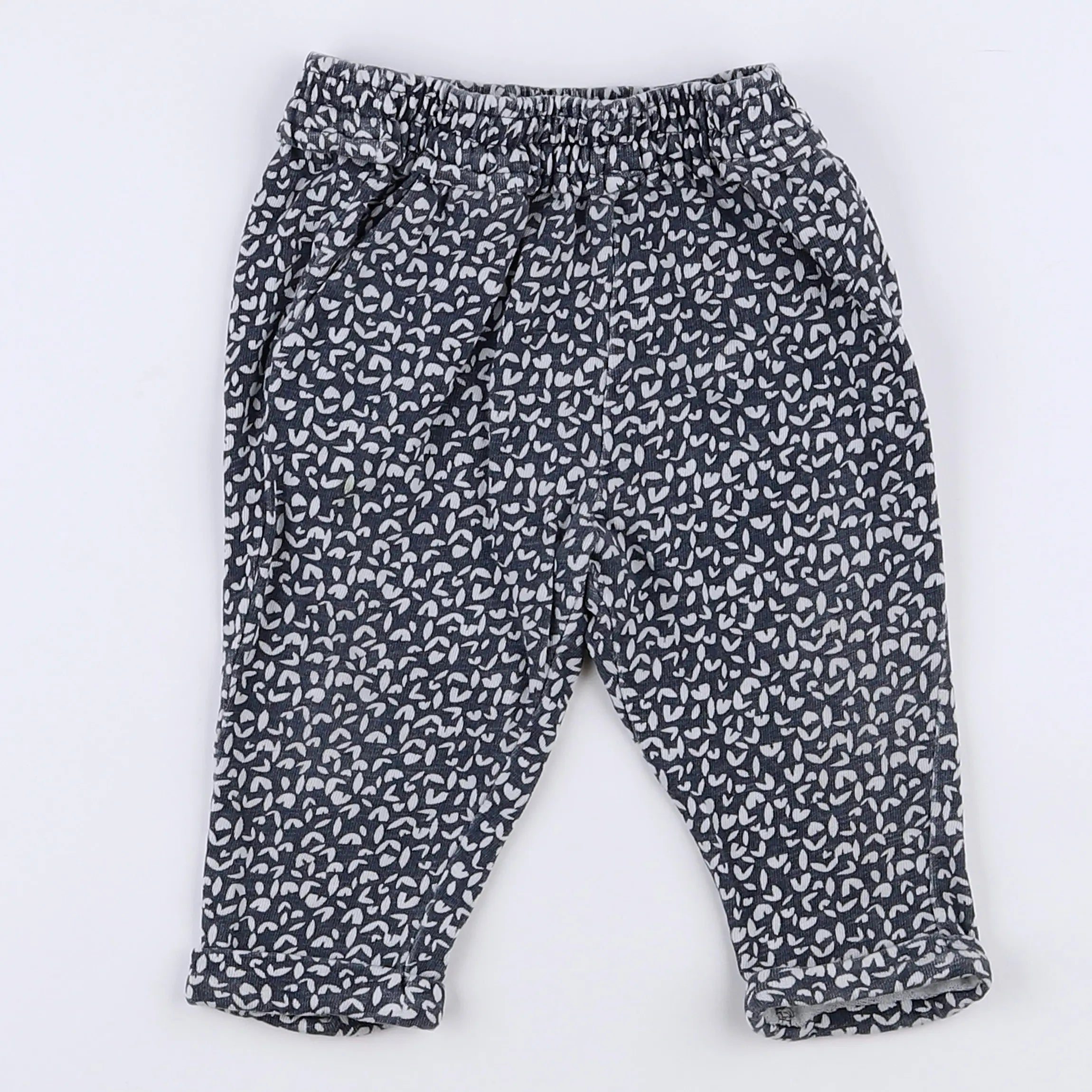 Vertbaudet - pantalon gris, blanc - 12 mois