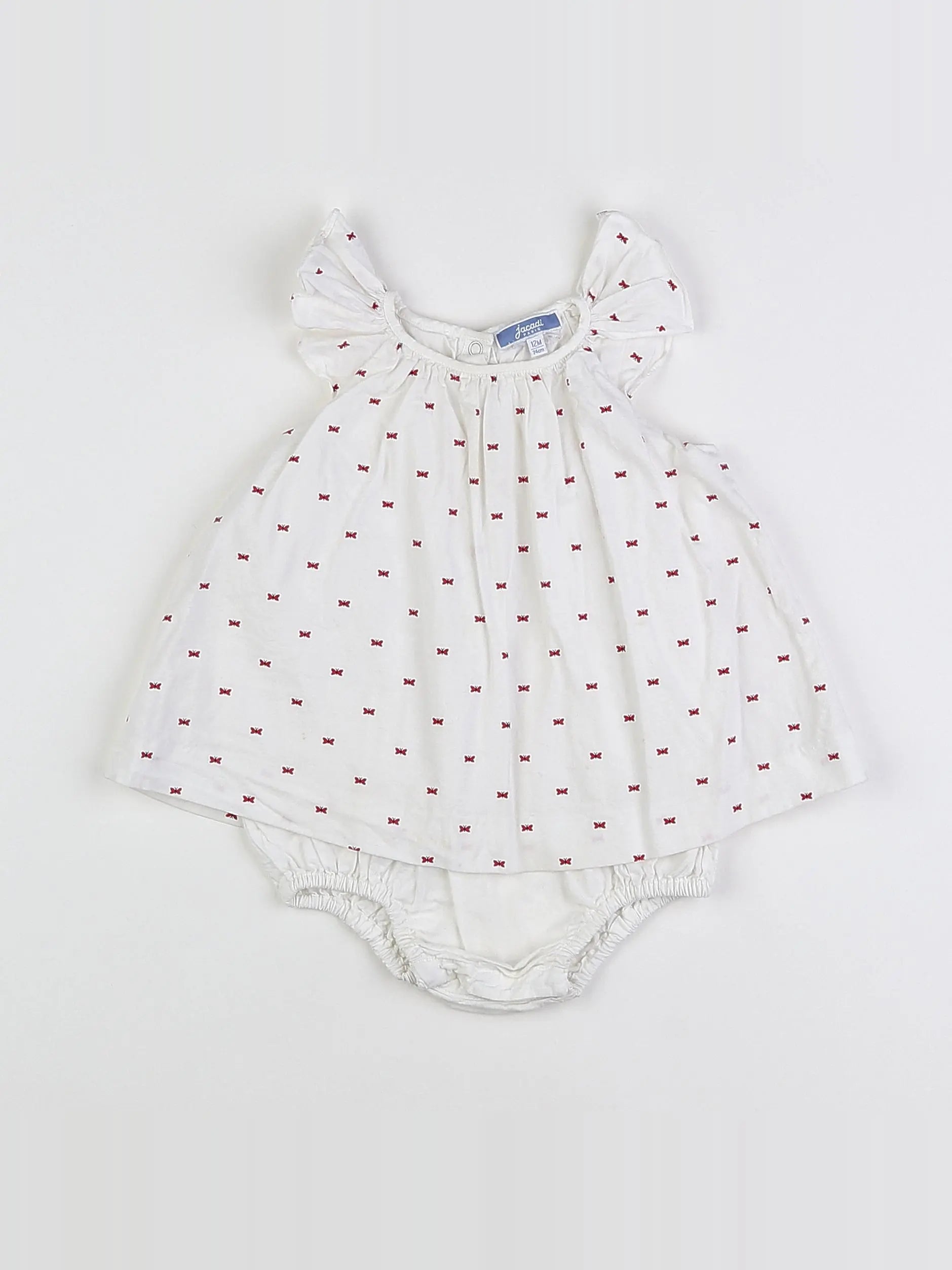 Jacadi - robe blanc, rouge - 12 mois