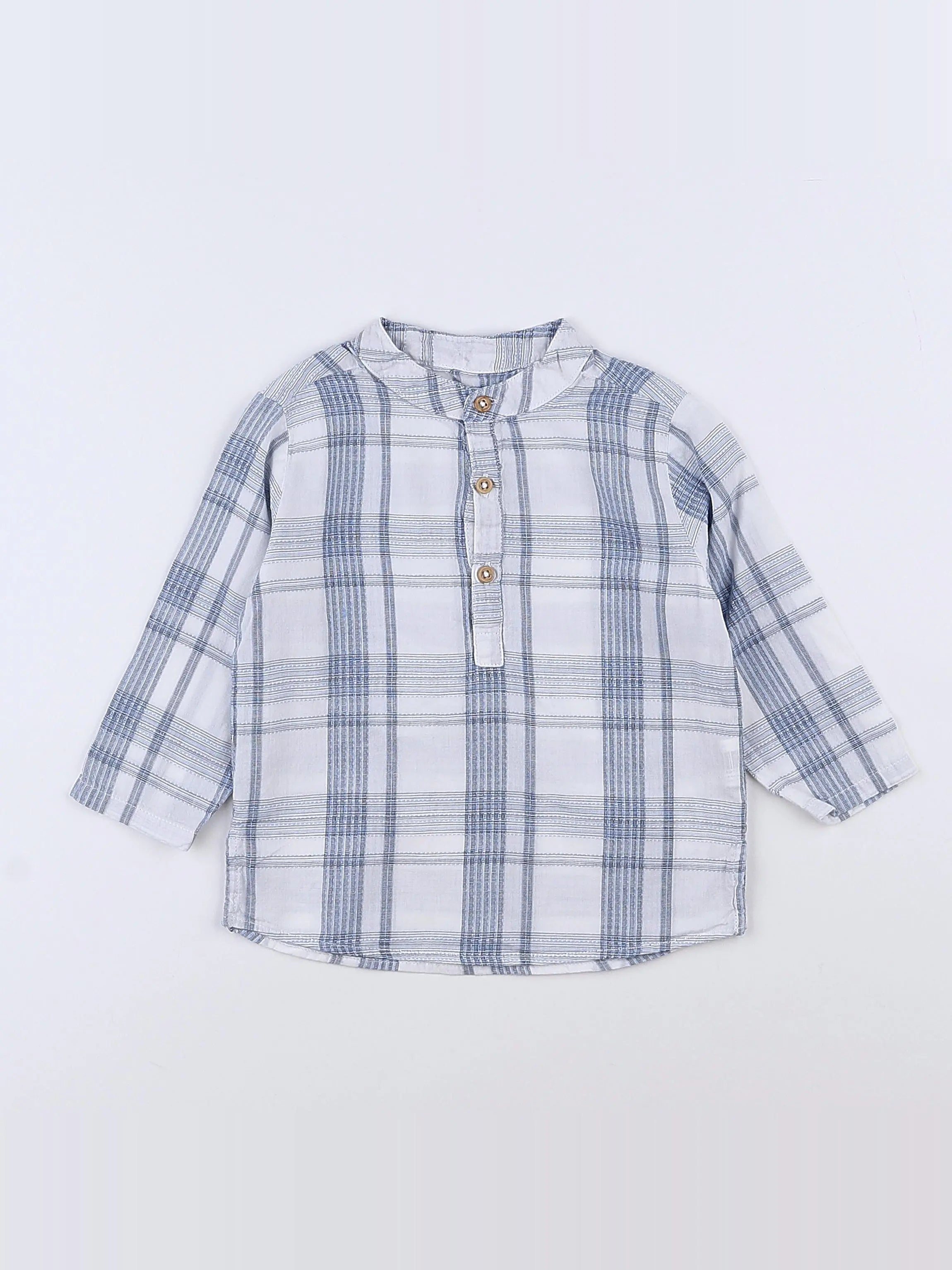 Boutchou - chemise bleu, blanc - 9 mois