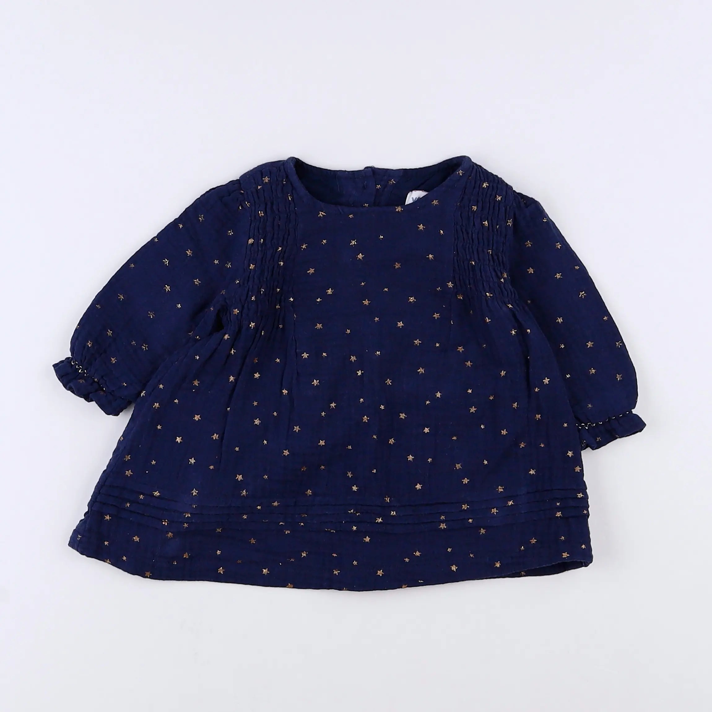 Vertbaudet - robe bleu, or - 3 mois