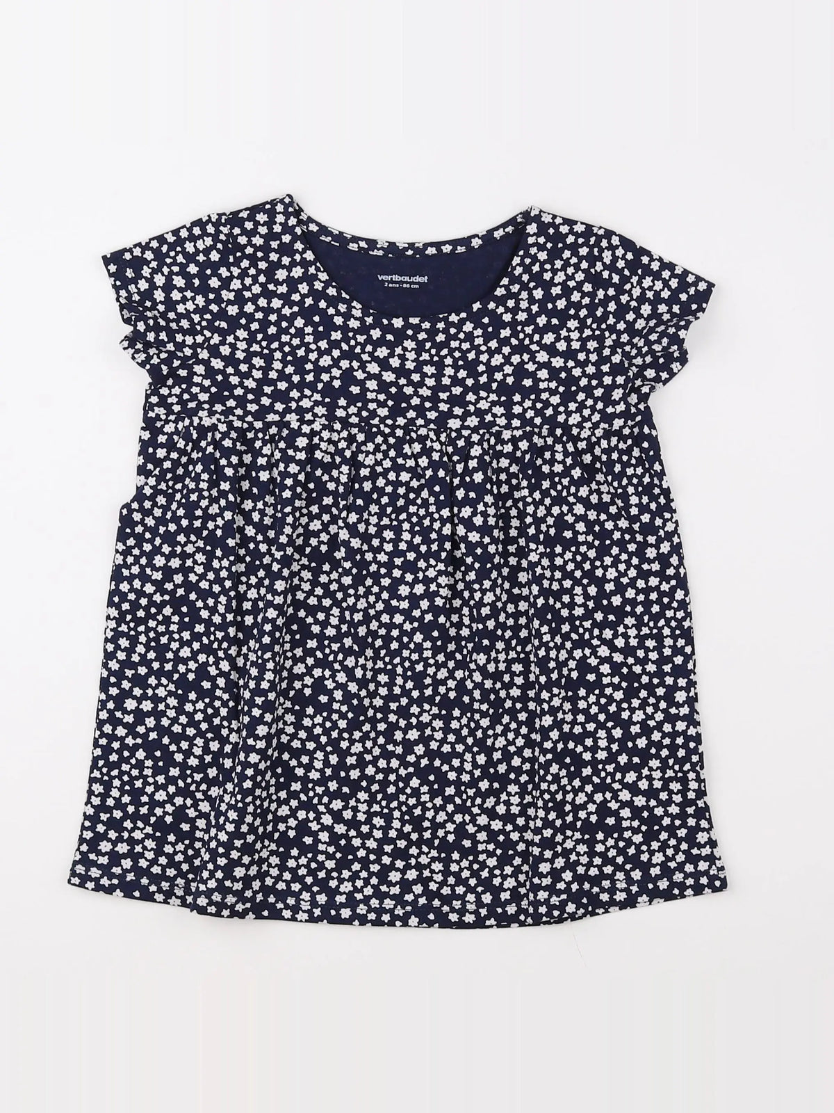 Vertbaudet - robe bleu, blanc - 2 ans