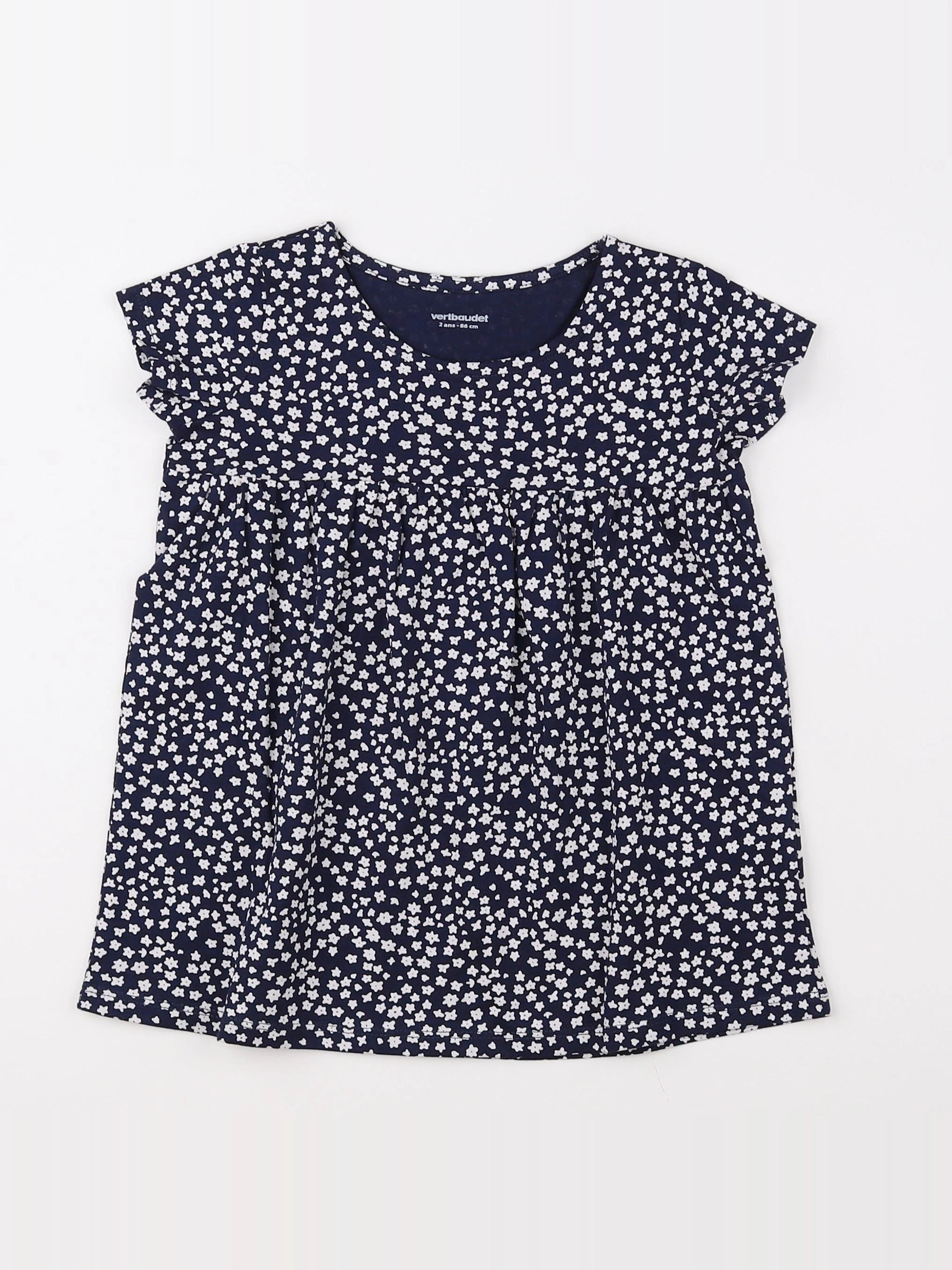 Vertbaudet - robe bleu, blanc - 2 ans