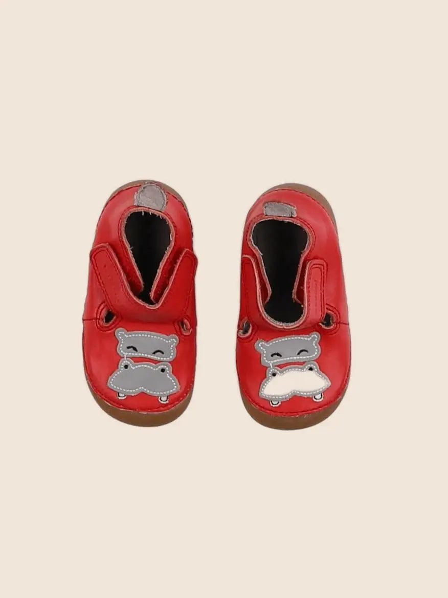 Vertbaudet - chaussons rouge, gris - pointure 19