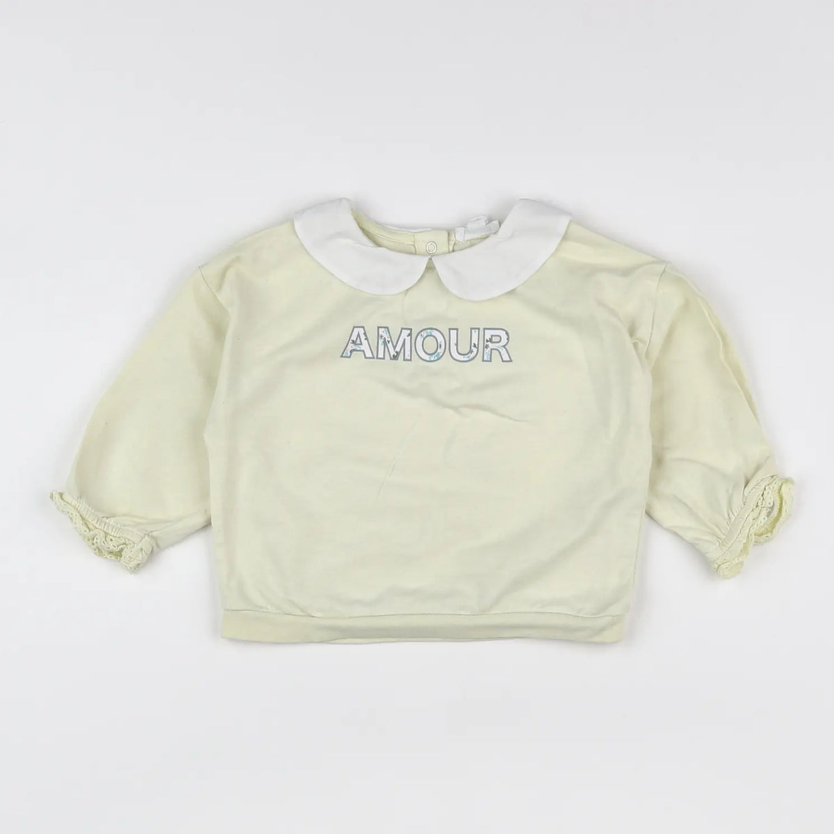 Vertbaudet - sweat jaune - 12 mois