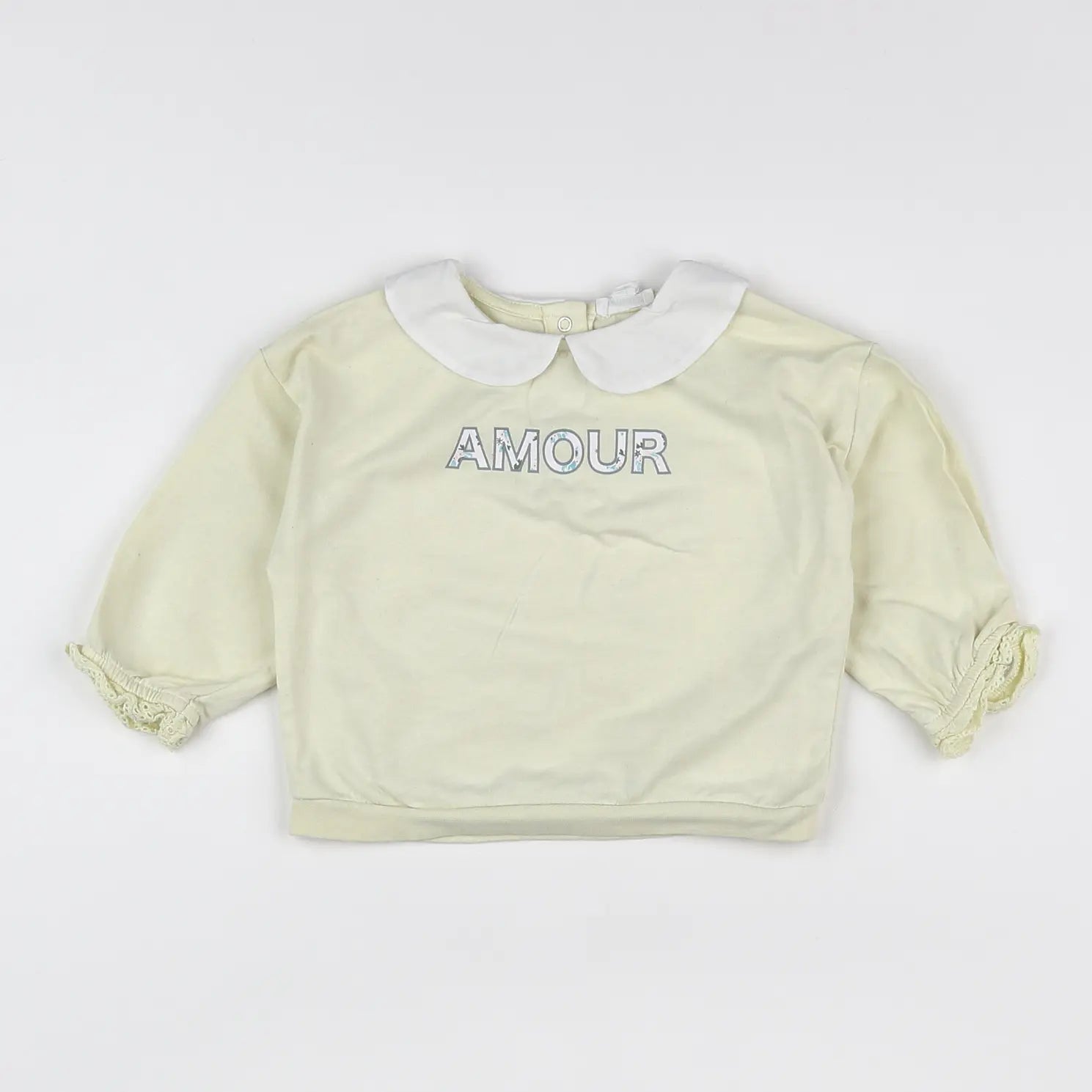 Vertbaudet - sweat jaune - 12 mois