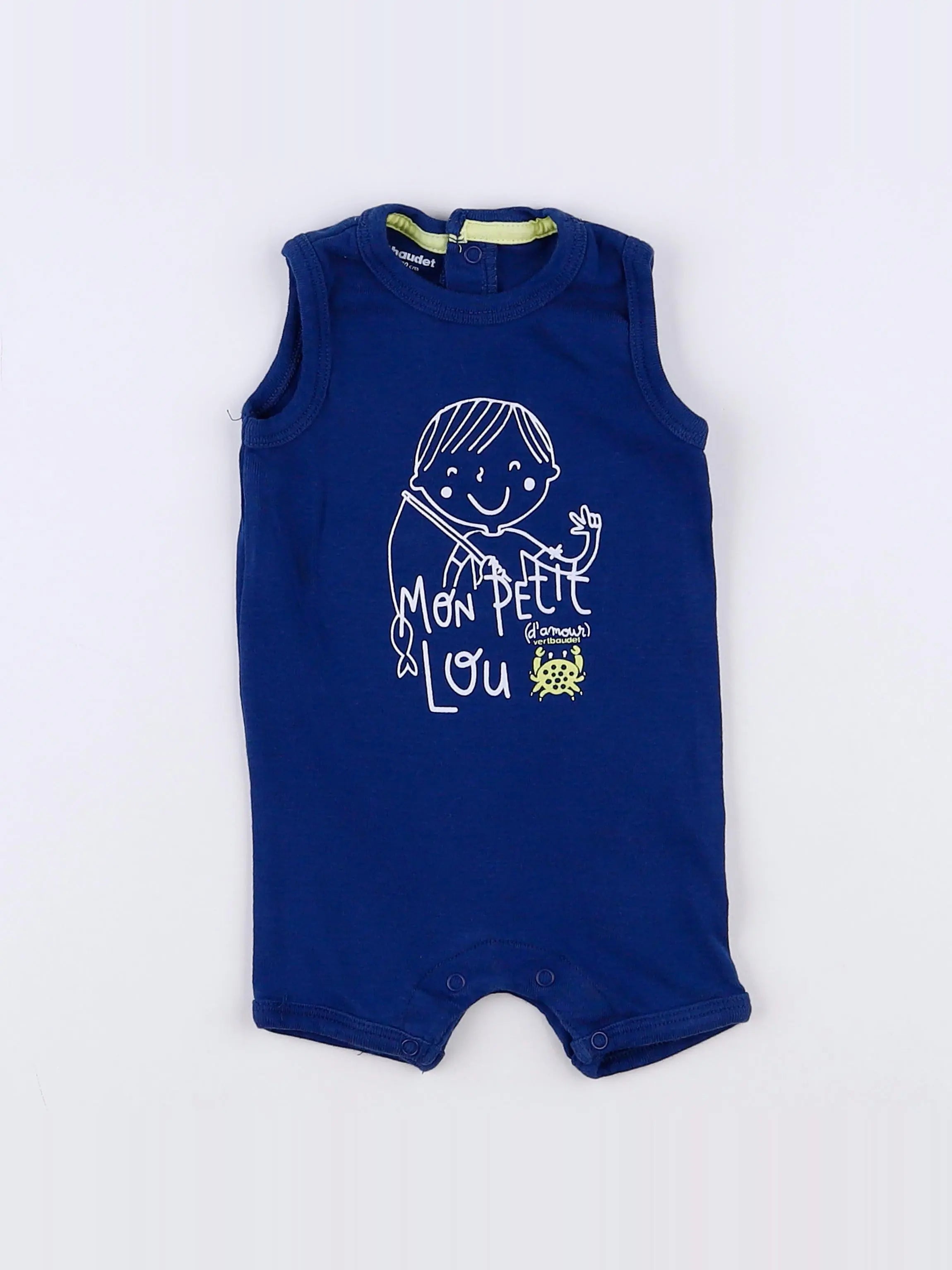 Vertbaudet - pyjama coton bleu - 3 mois