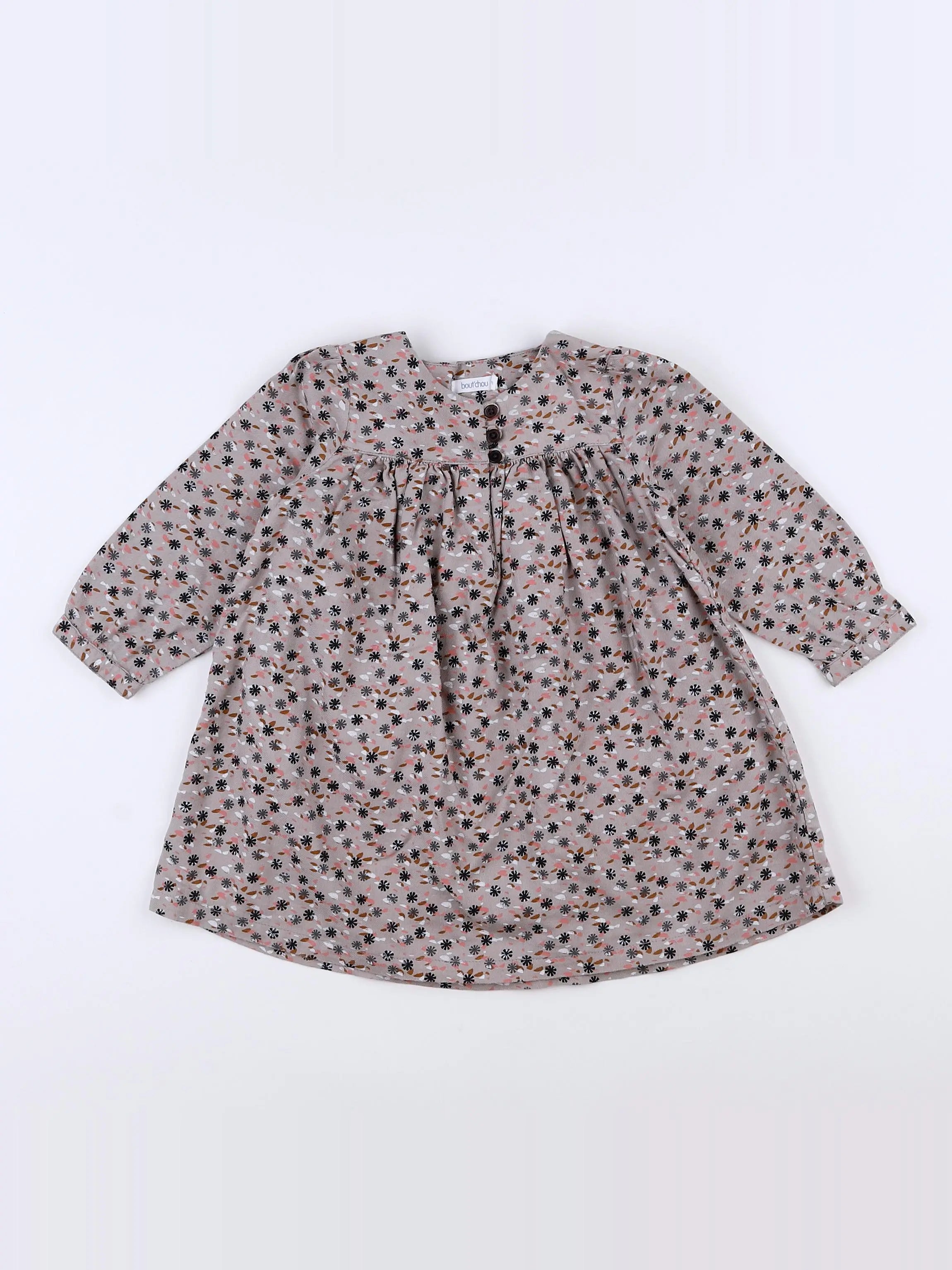 Boutchou - robe gris, rose - 12 mois
