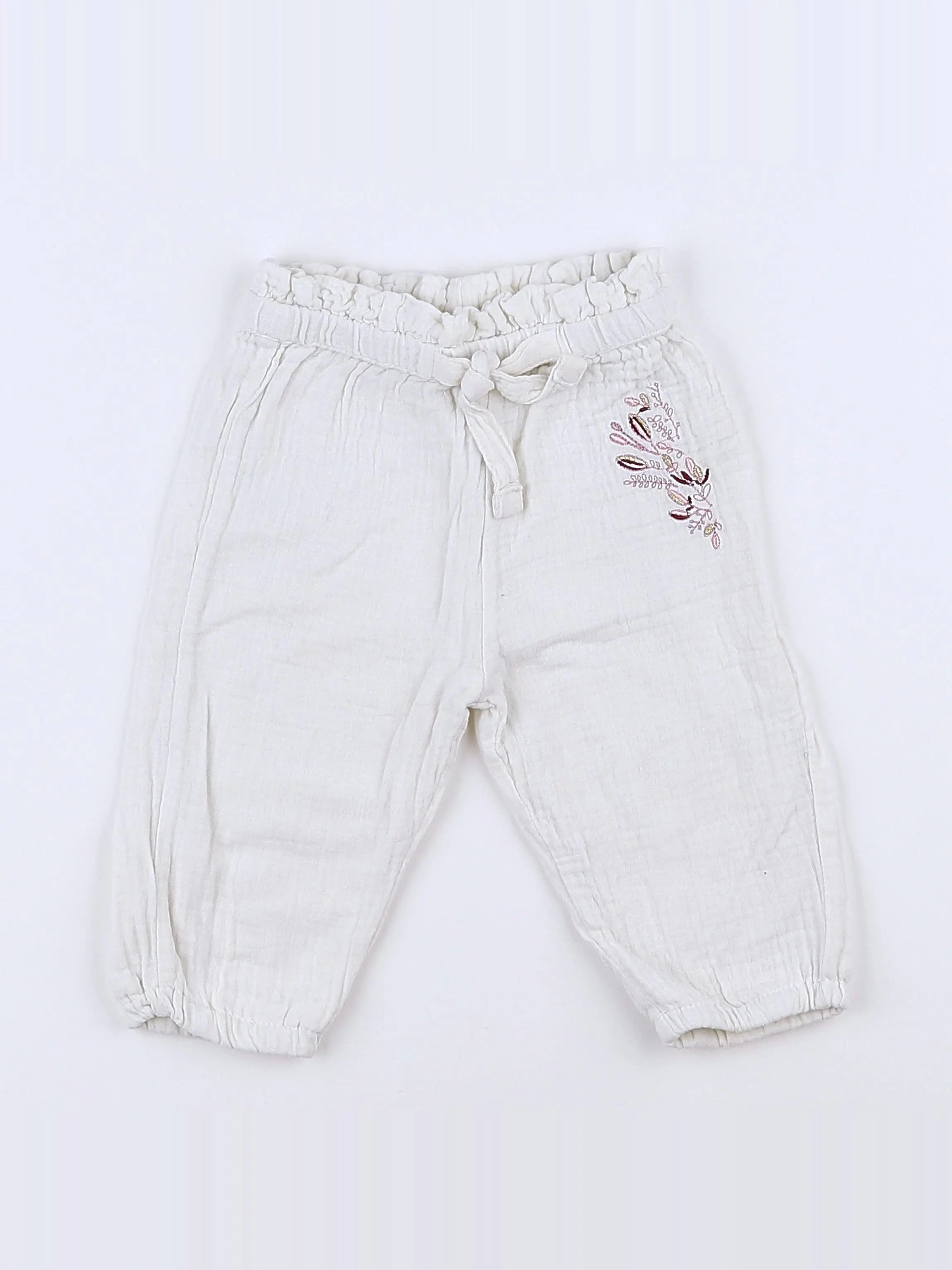 Vertbaudet - pantalon blanc - 9 mois