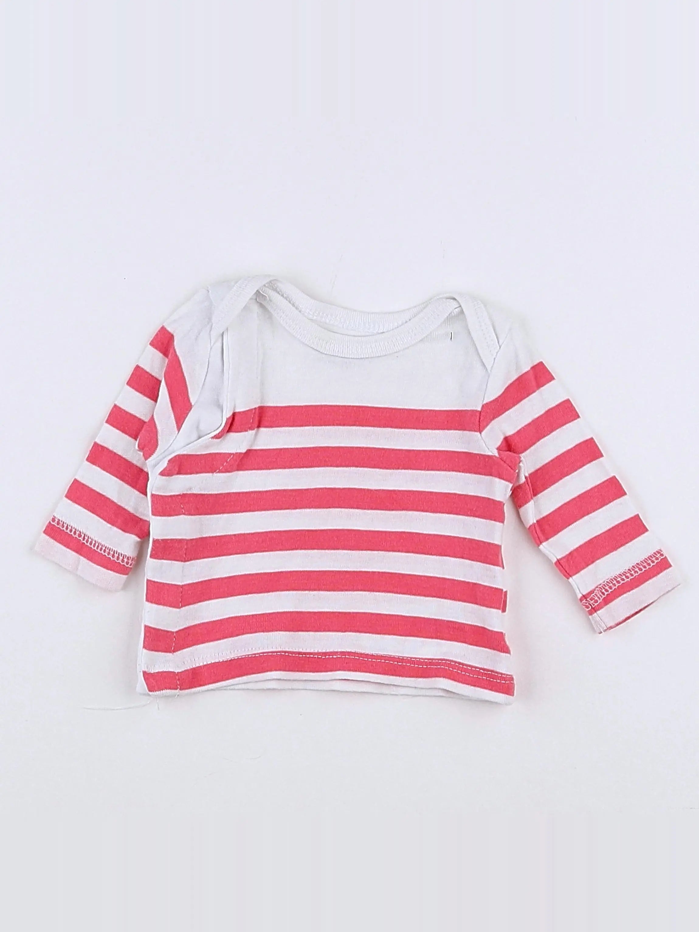 Vertbaudet - tee-shirt blanc, rose - 1 mois