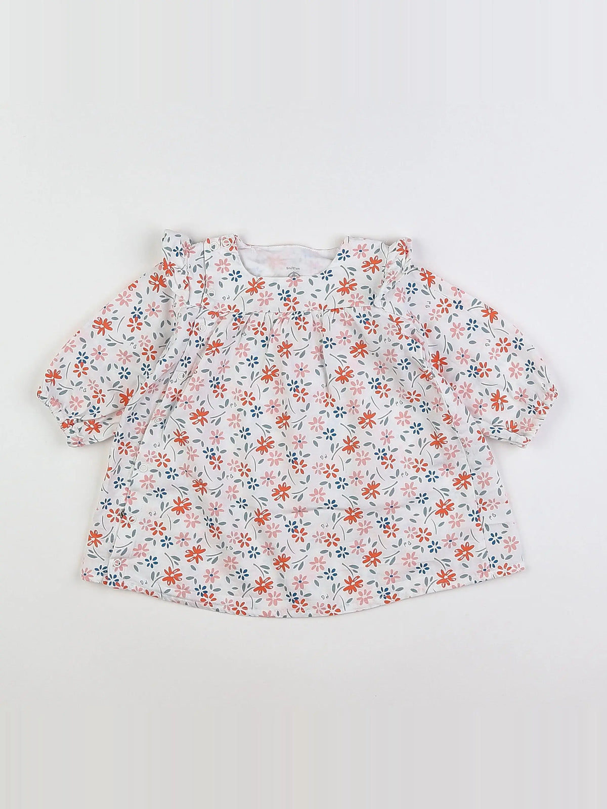Petit Bateau - robe blanc, rouge - 6 mois