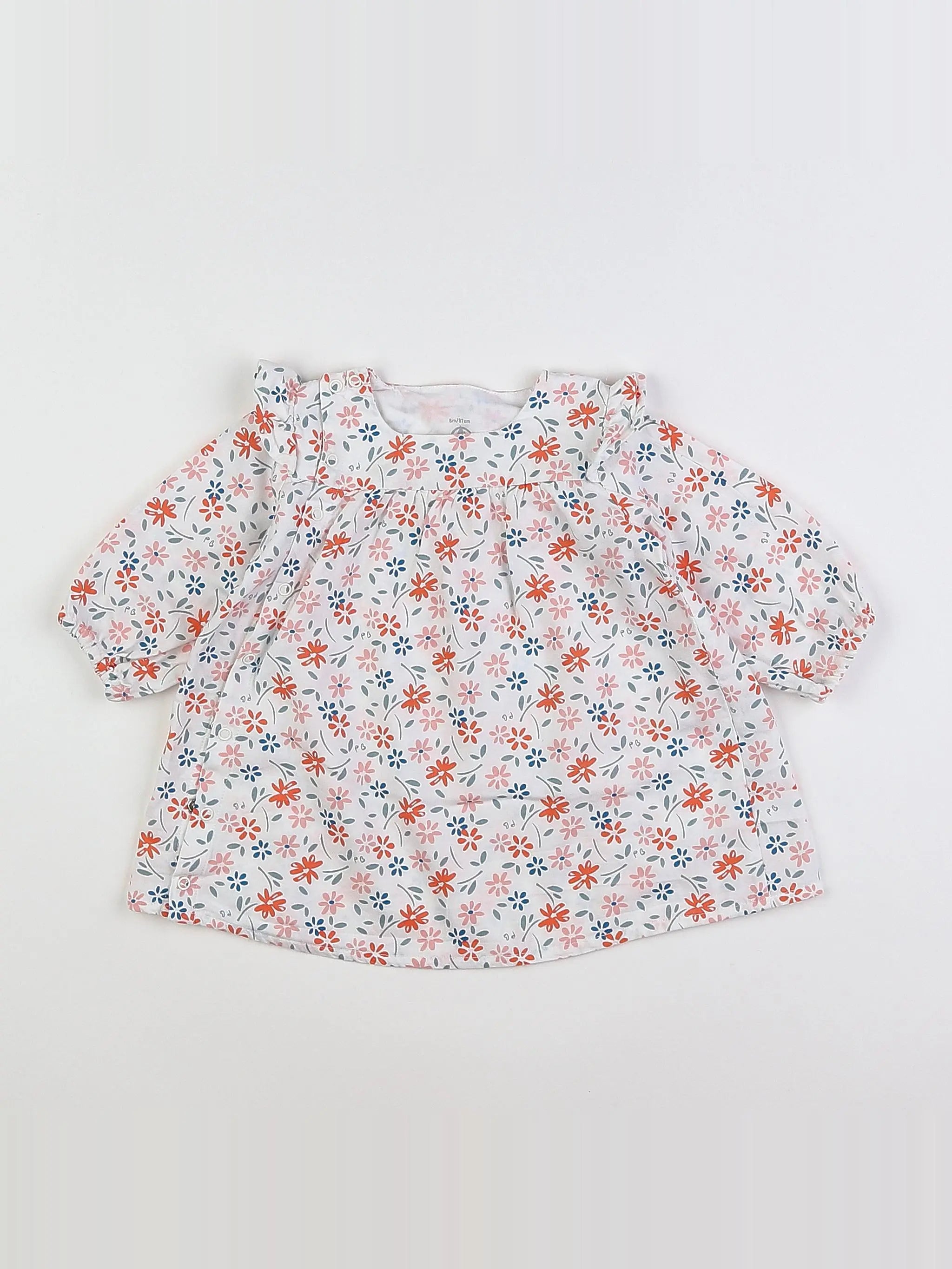 Petit Bateau - robe blanc, rouge - 6 mois