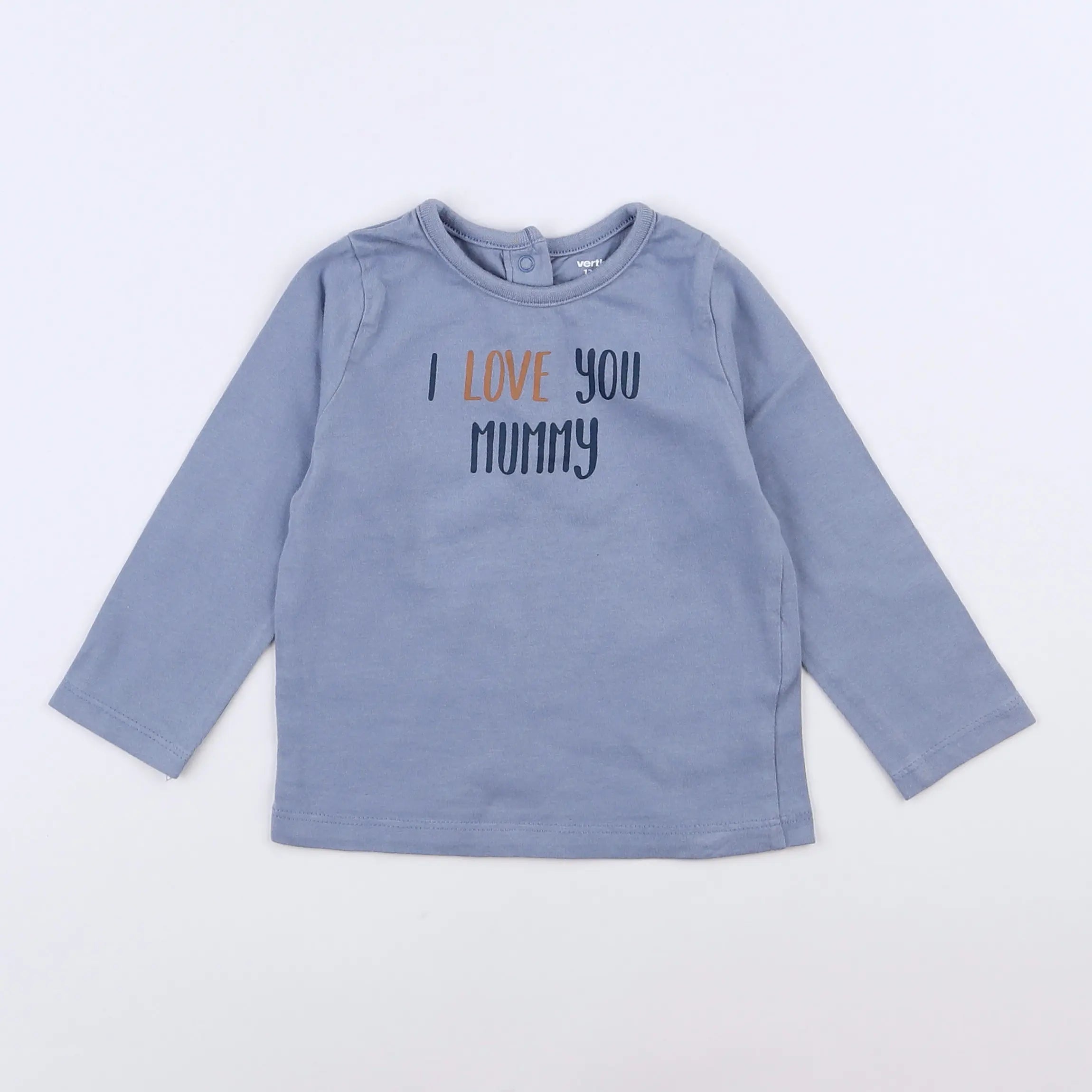 Vertbaudet - tee-shirt bleu - 12 mois