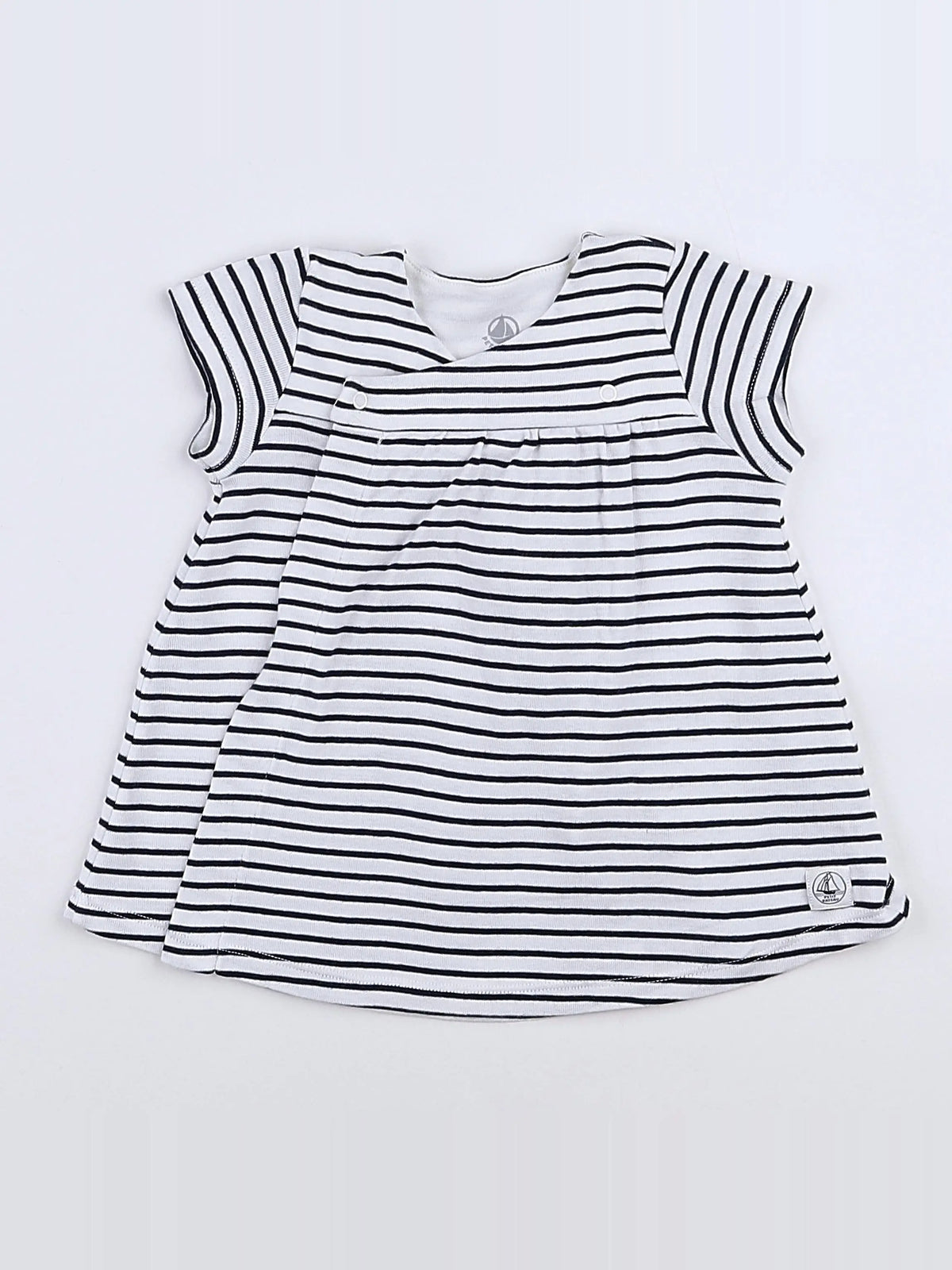Petit Bateau - robe blanc, bleu - 3 mois