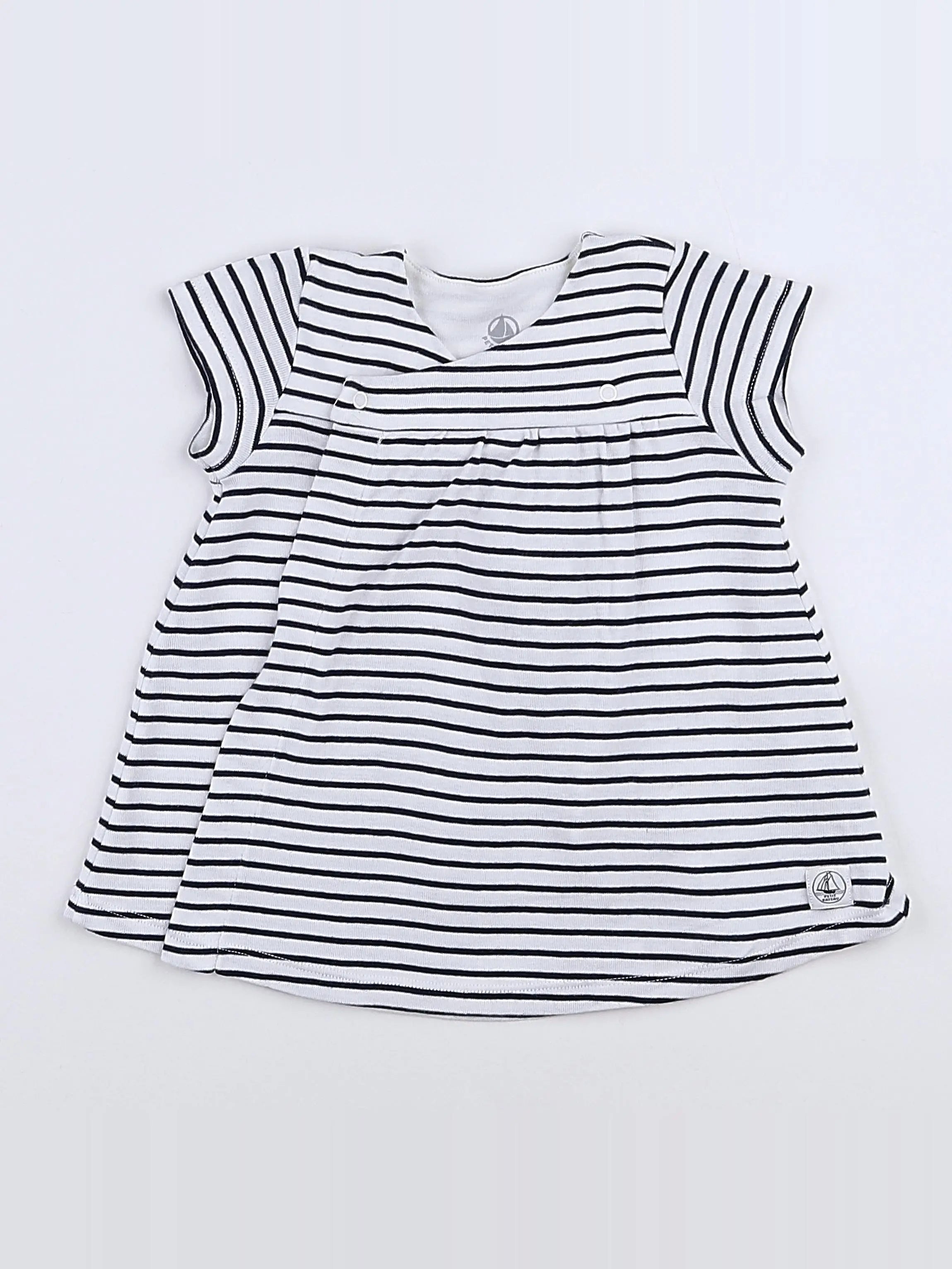 Petit Bateau - robe blanc, bleu - 3 mois