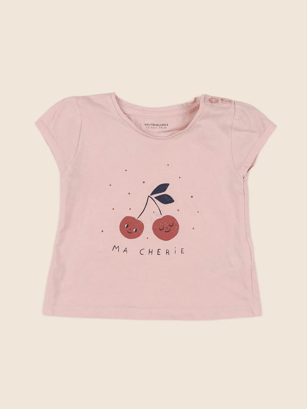 Vertbaudet - tee-shirt rose - 12 mois