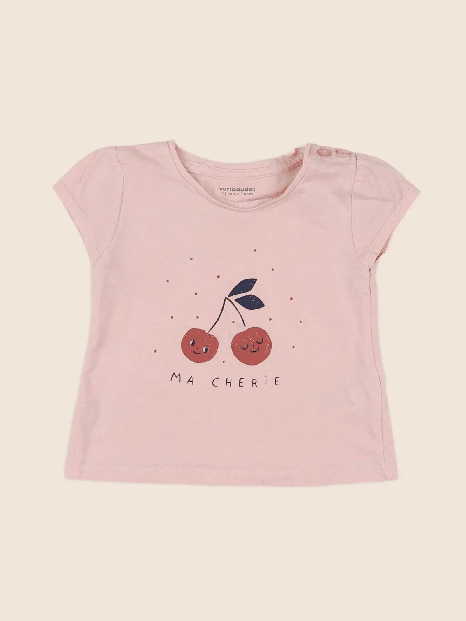 Vertbaudet - tee-shirt rose - 12 mois