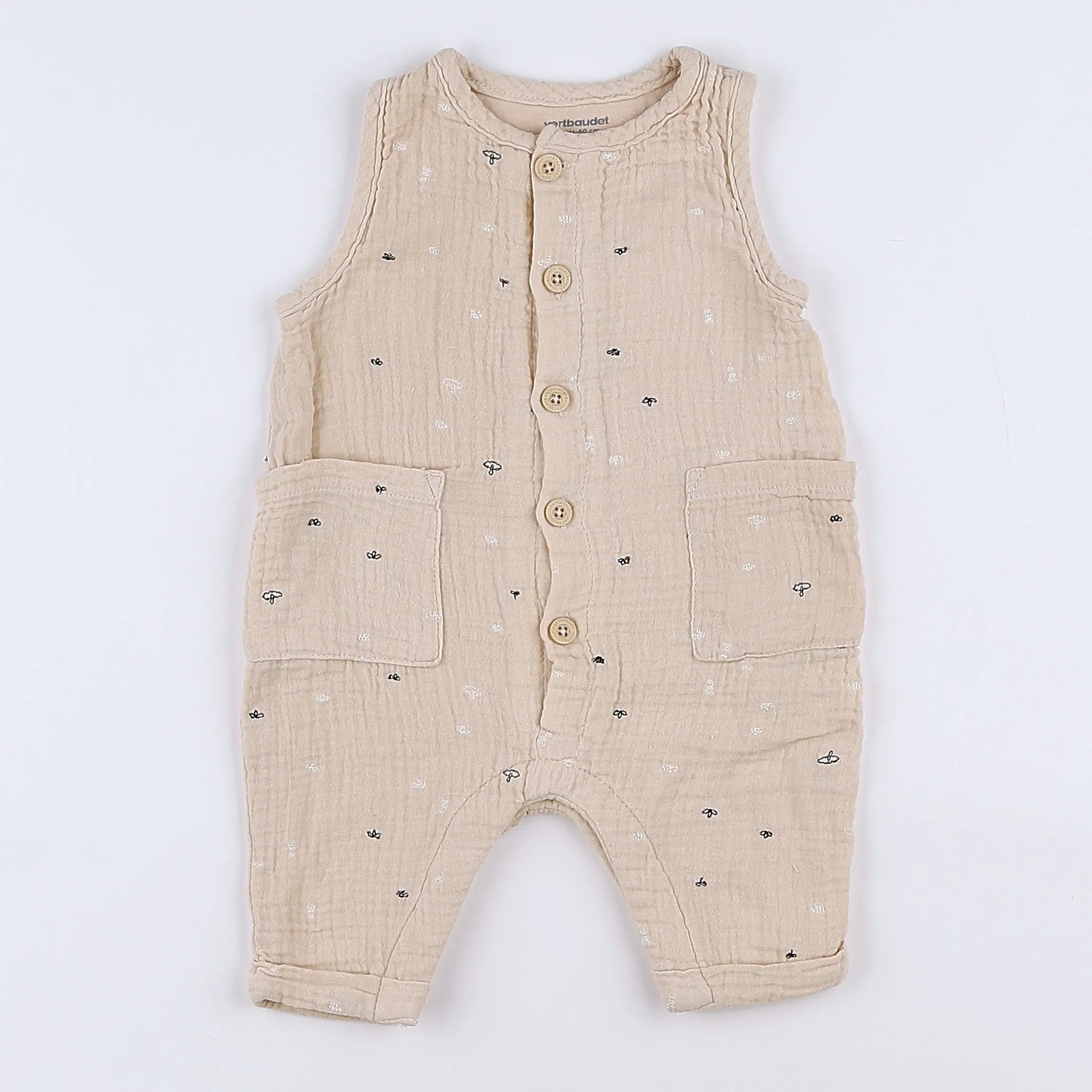 Vertbaudet - combinaison beige - 3 mois