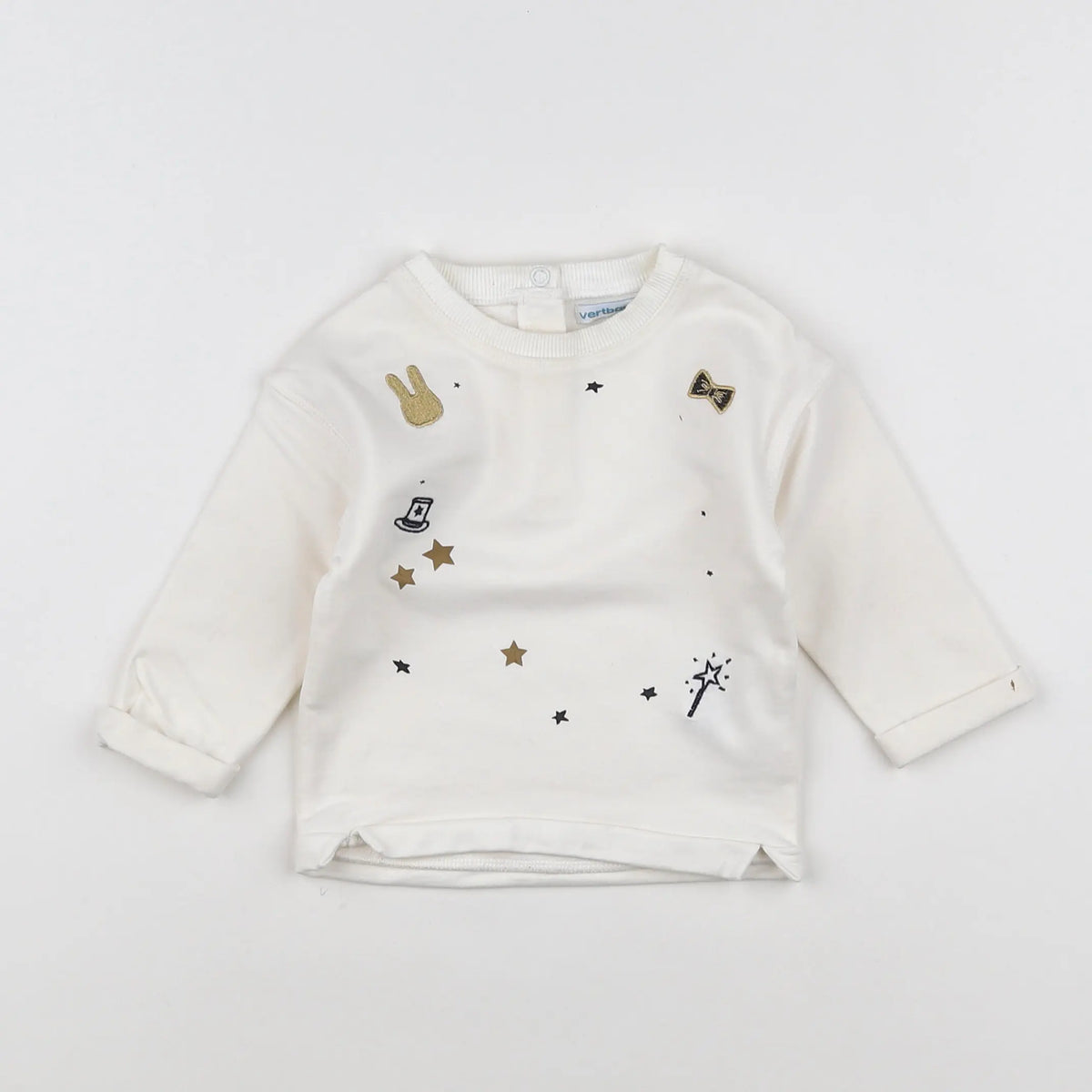 Vertbaudet - sweat blanc, or - 6 mois
