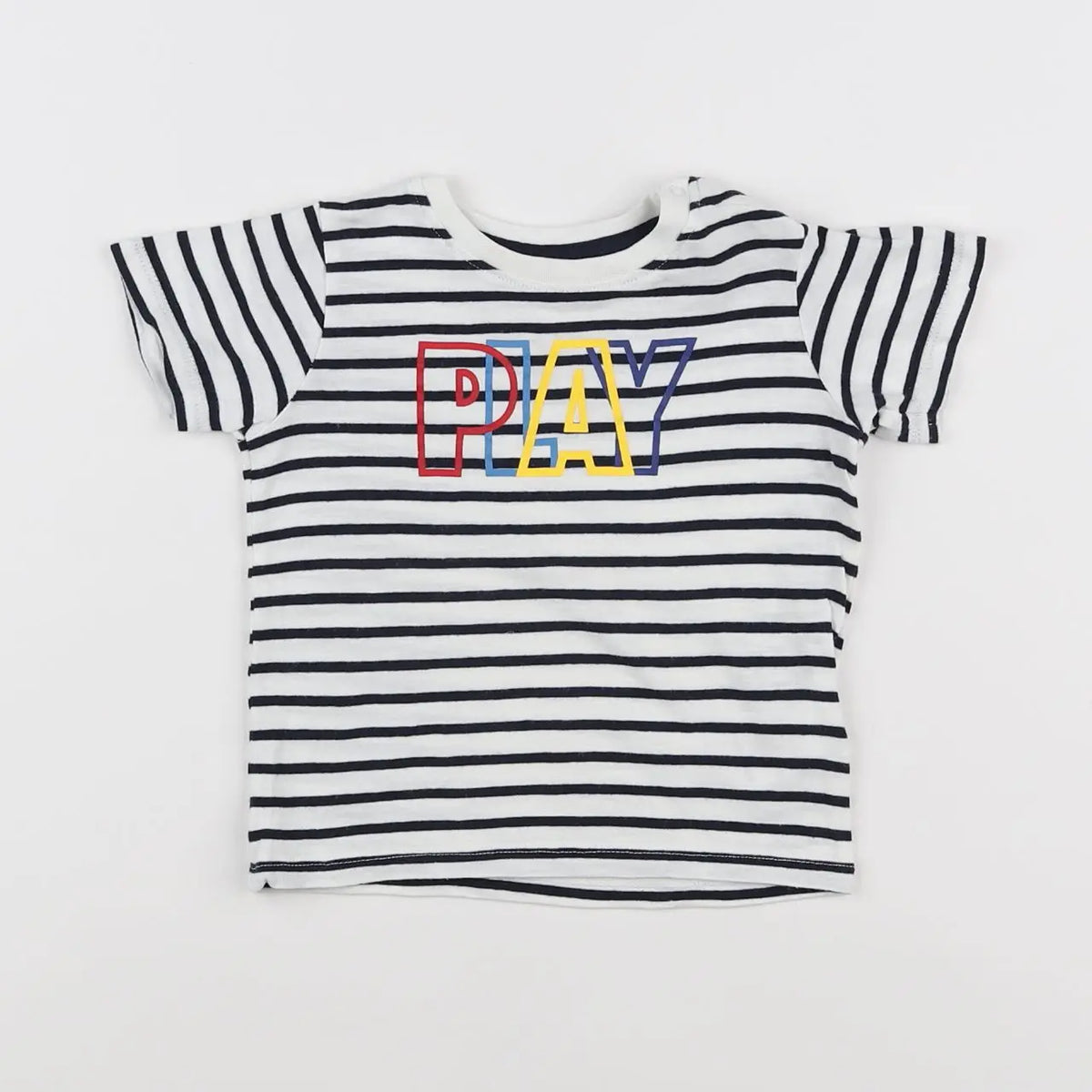 Vertbaudet - tee-shirt bleu, blanc - 12 mois