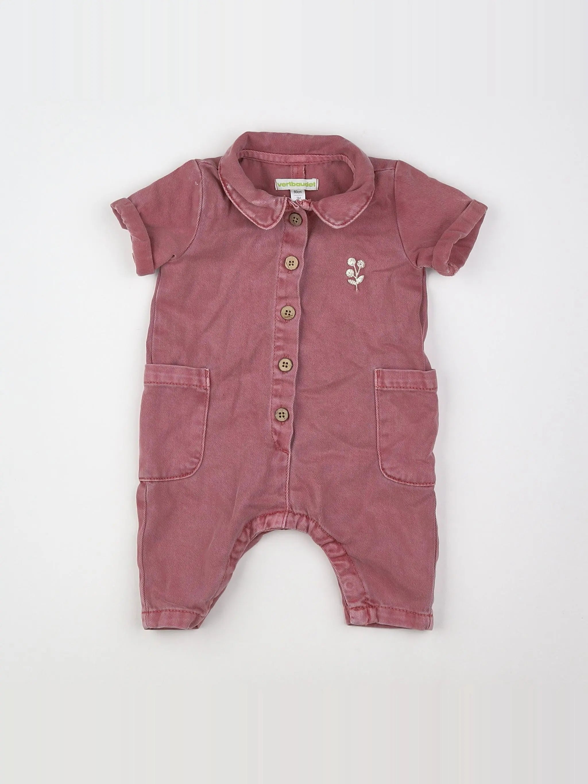 Vertbaudet - combinaison rose - 3 mois