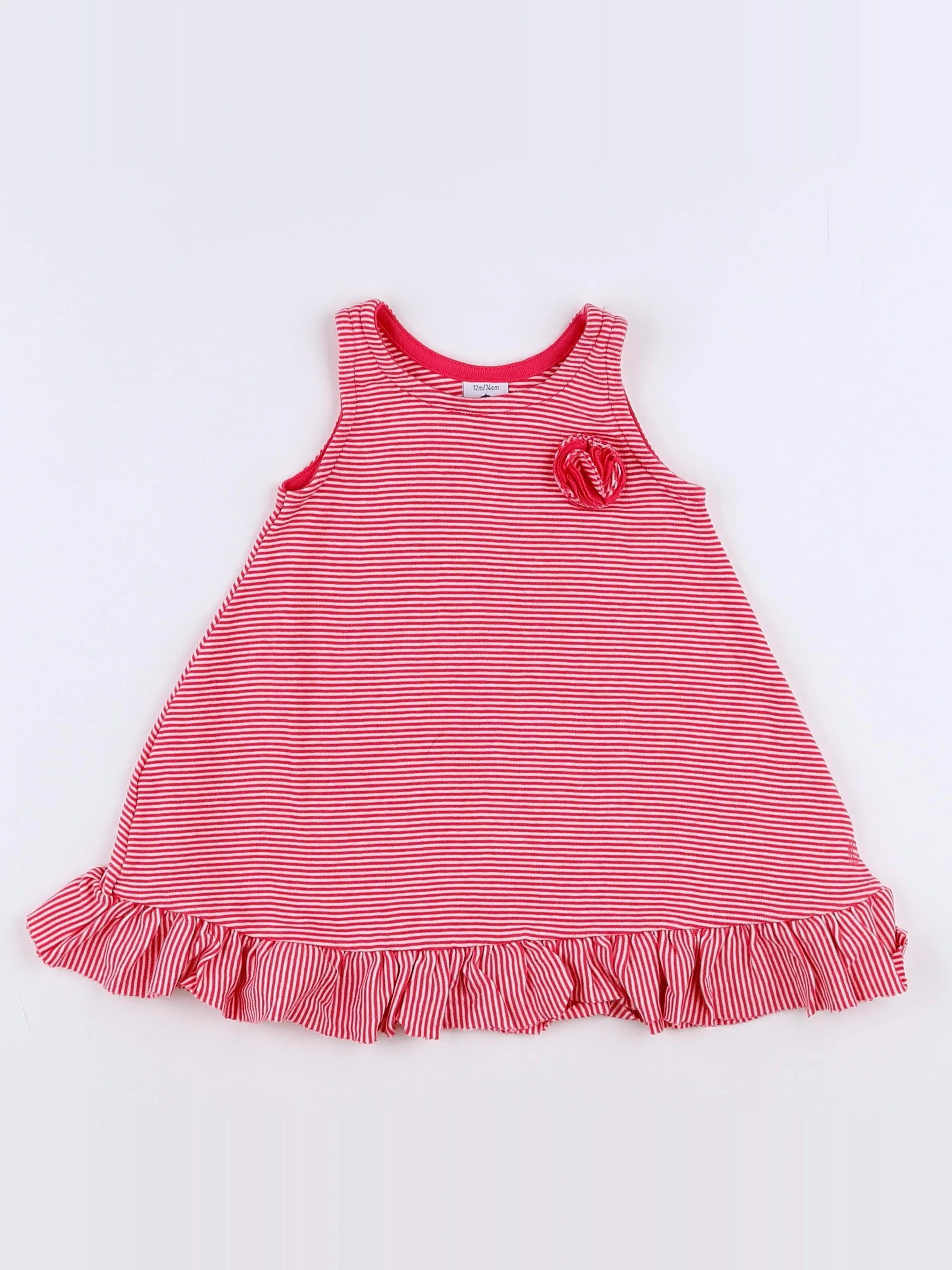 Petit Bateau - robe blanc, rose - 12 mois