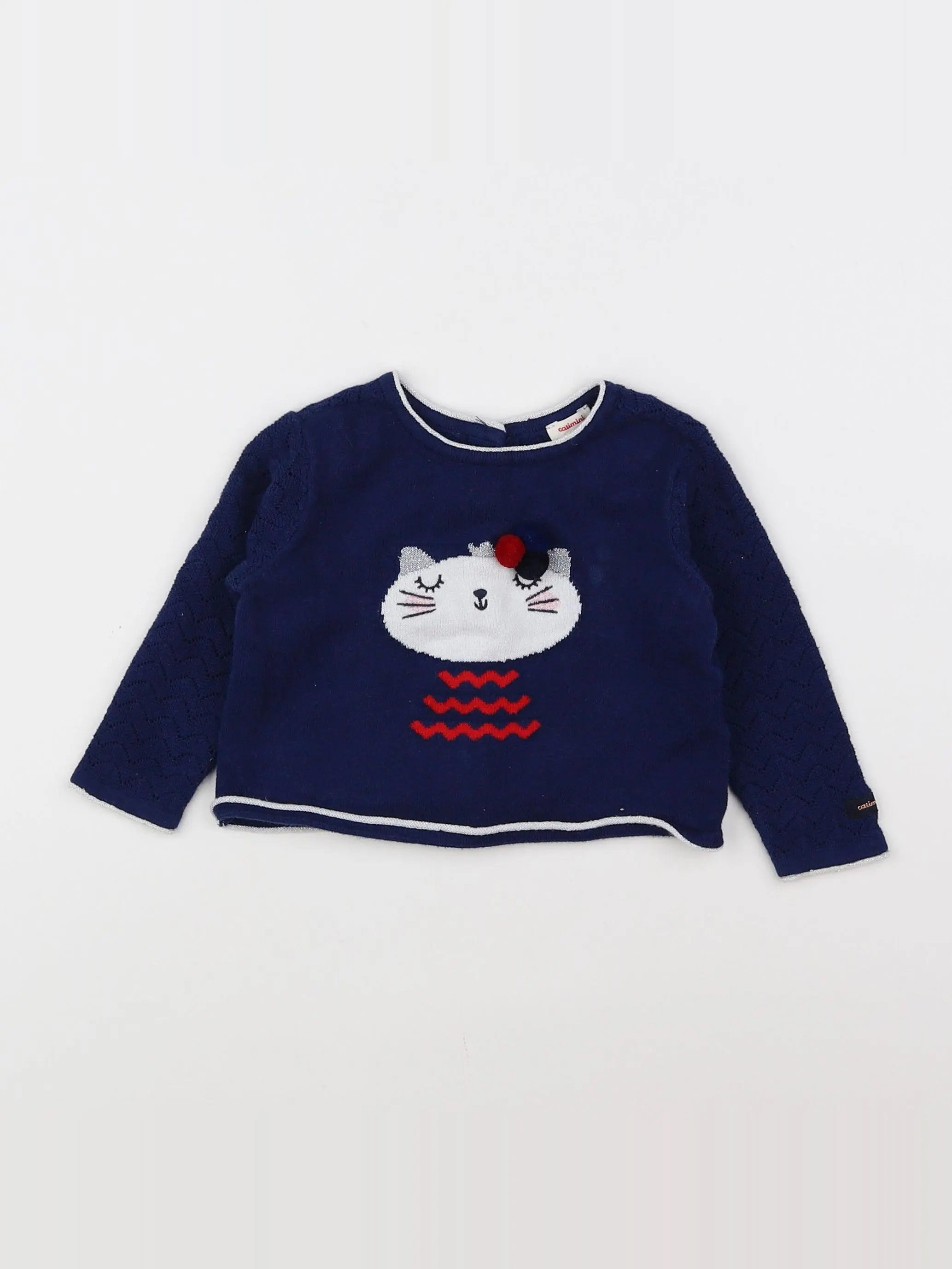 Catimini - pull bleu, blanc - 12 mois