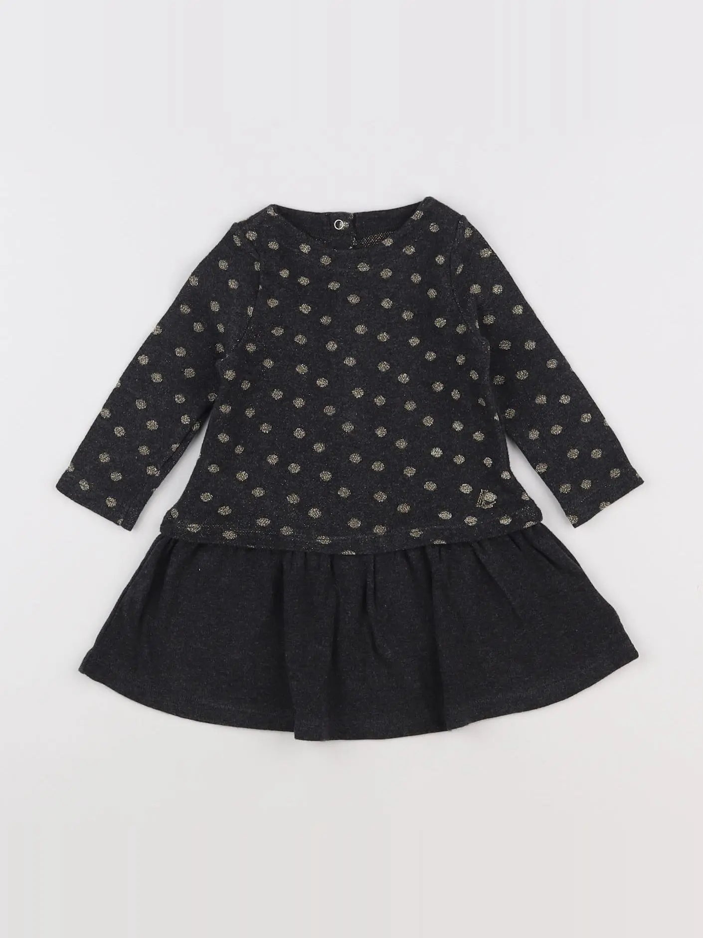 Petit Bateau - robe gris, or - 12 mois