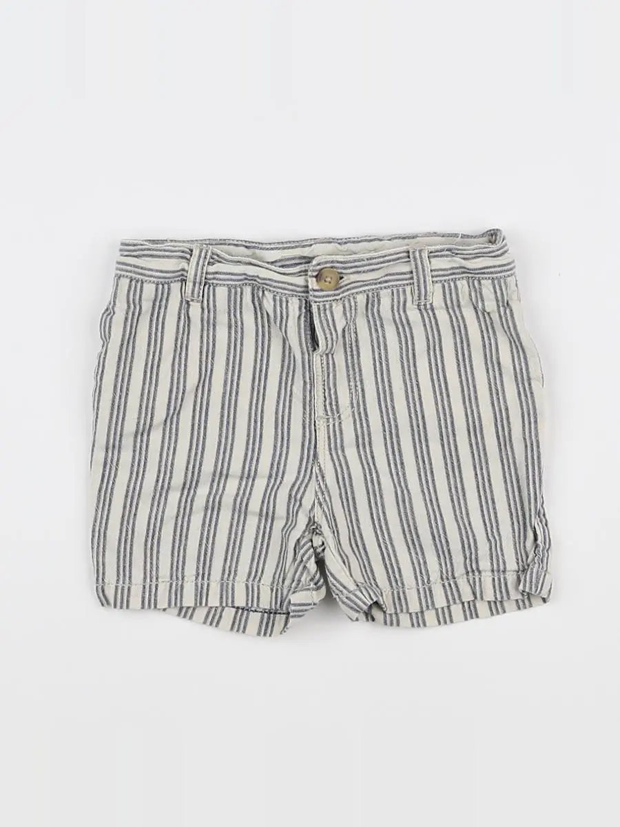 Natalys - short blanc, bleu - 12 mois
