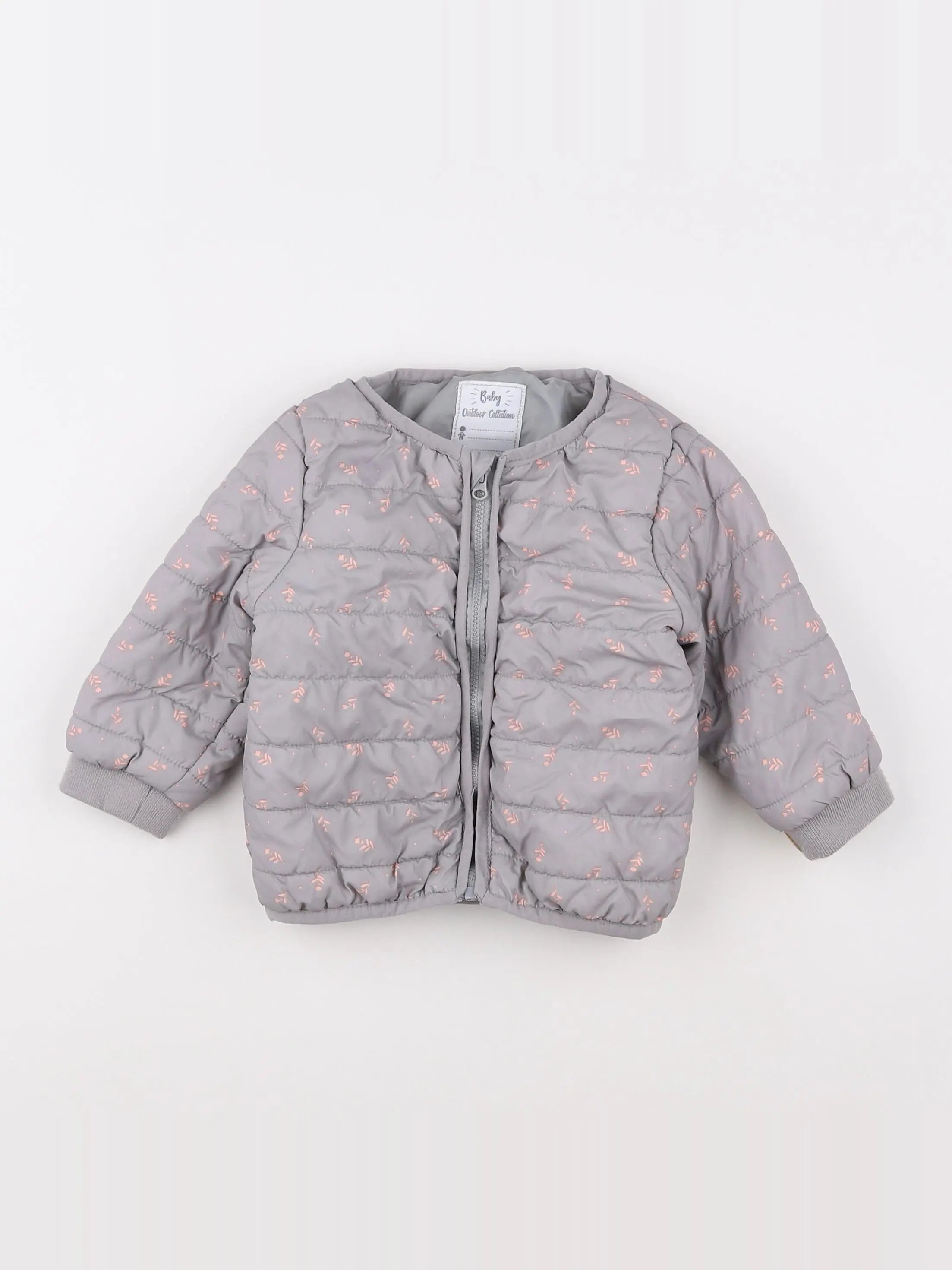 Vertbaudet - doudoune taupe, rose - 18 mois