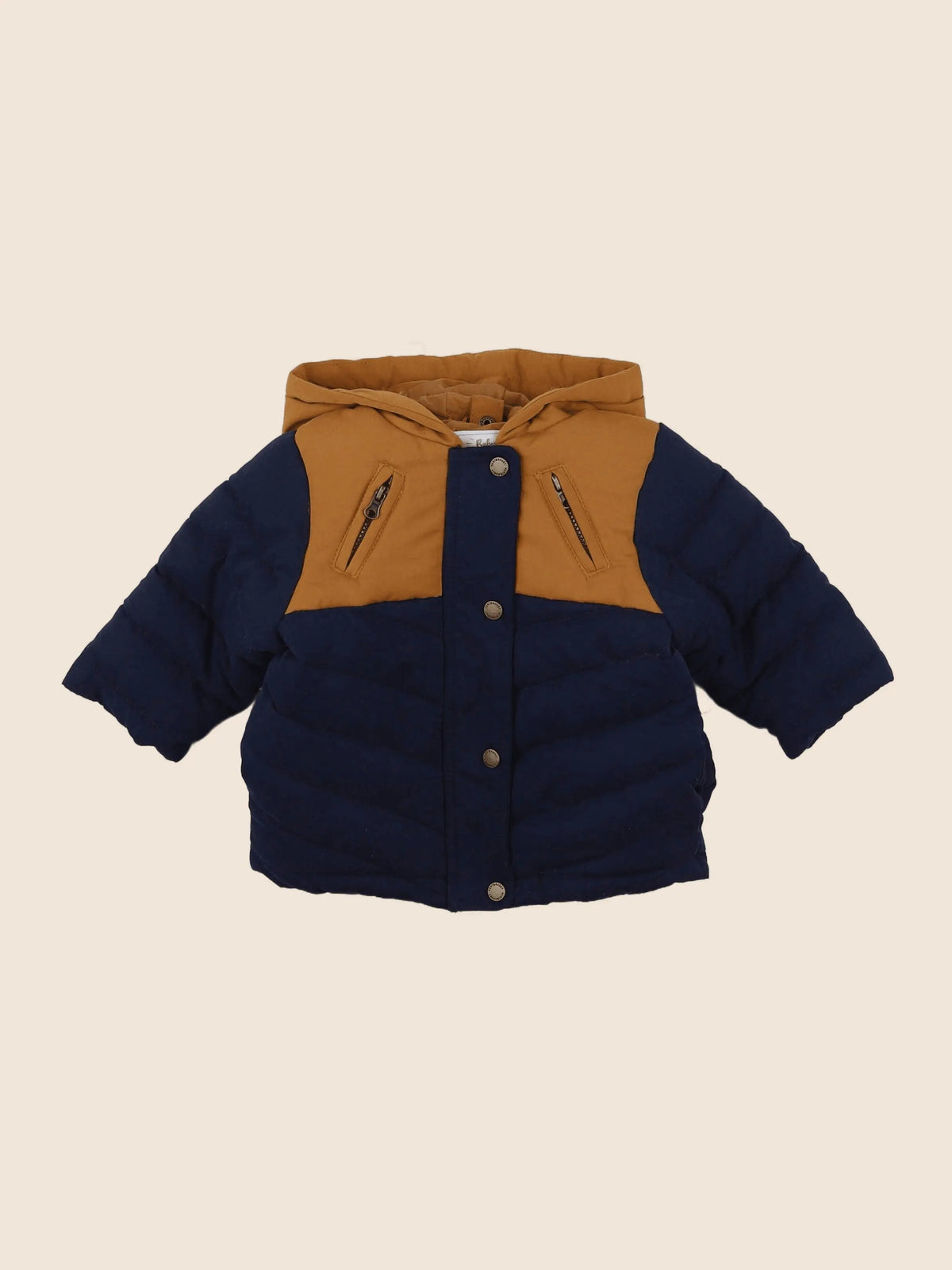 Vertbaudet - parka bleu, marron - 6 mois