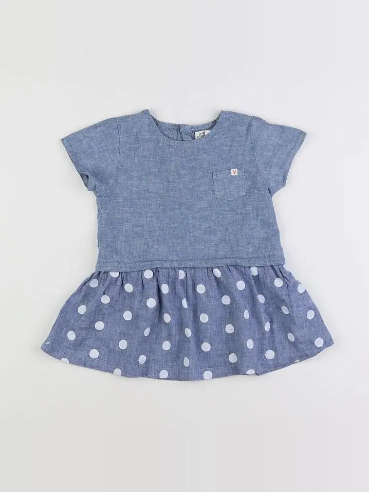 Zara - robe bleu, blanc - 12/18 mois