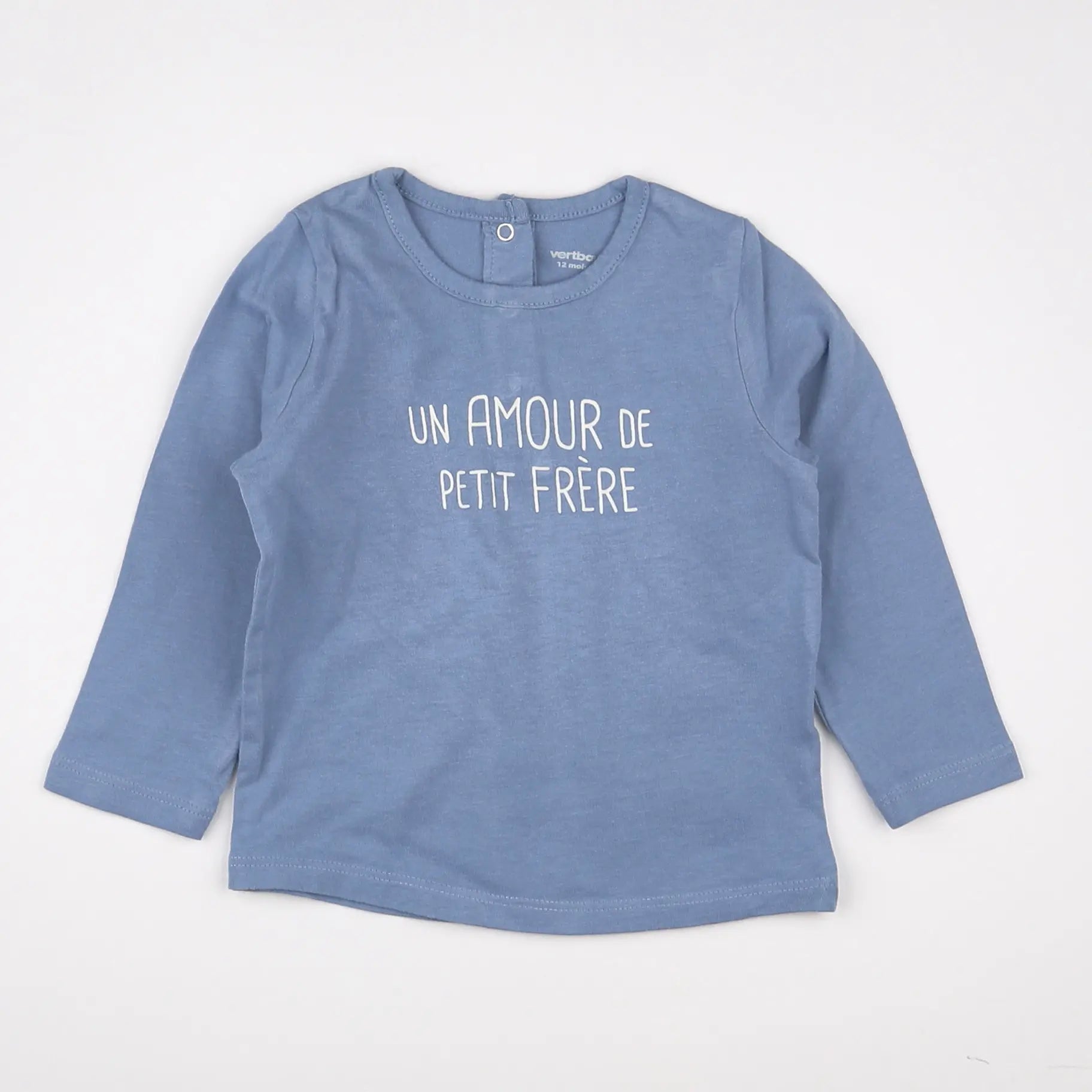 Vertbaudet - tee-shirt bleu - 12 mois