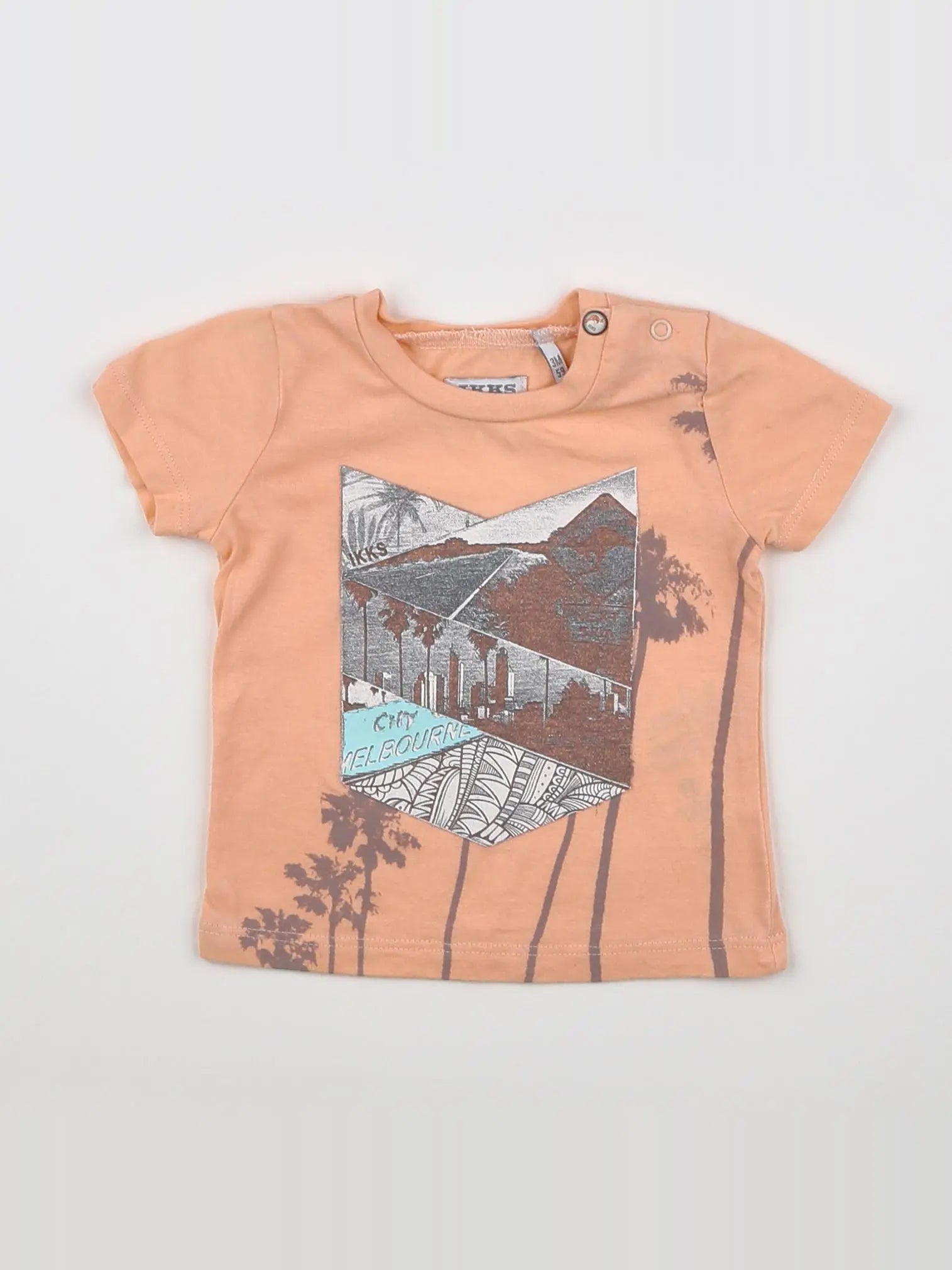 IKKS - tee-shirt orange, rose - 3 mois