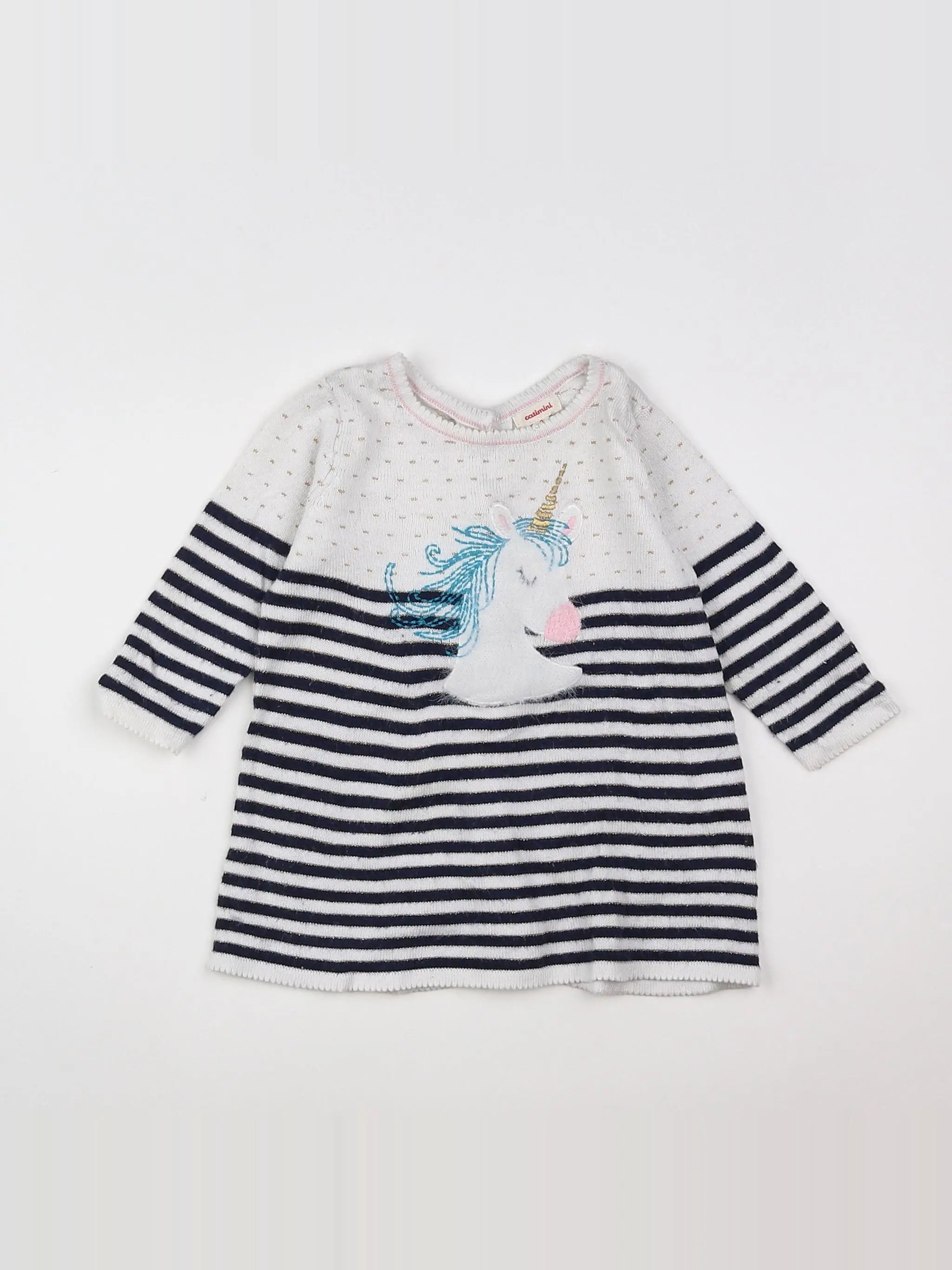 Catimini - robe beige, bleu - 3 mois