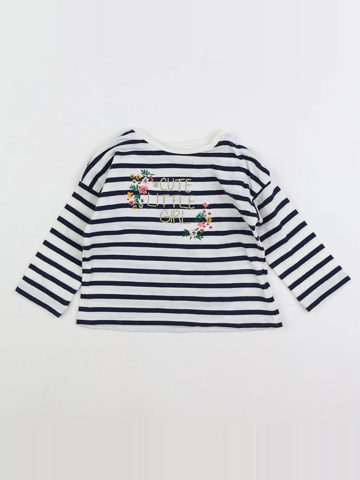 Vertbaudet - tee-shirt blanc, bleu - 3 mois
