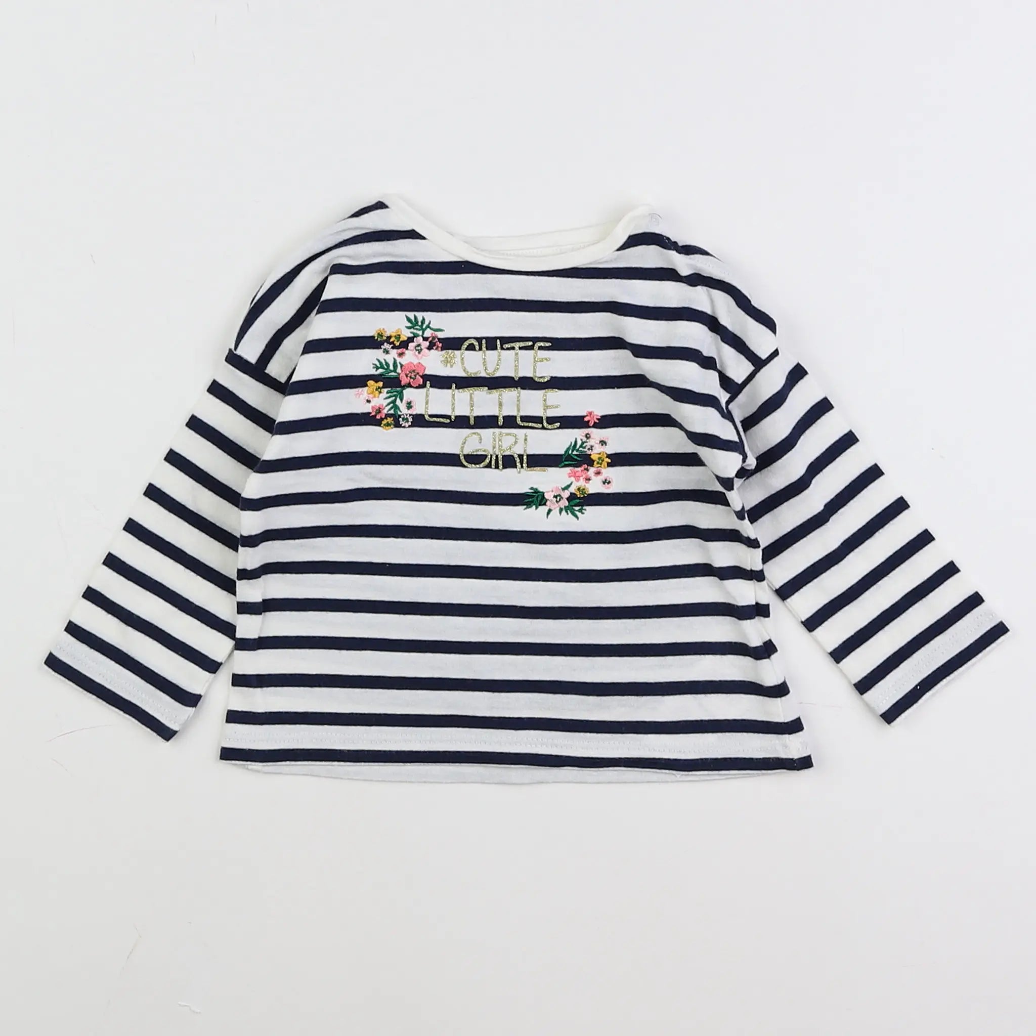 Vertbaudet - tee-shirt blanc, bleu - 3 mois