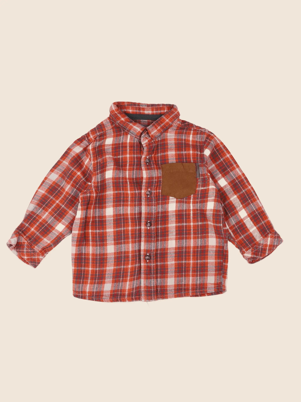Vertbaudet - chemise orange - 9 mois