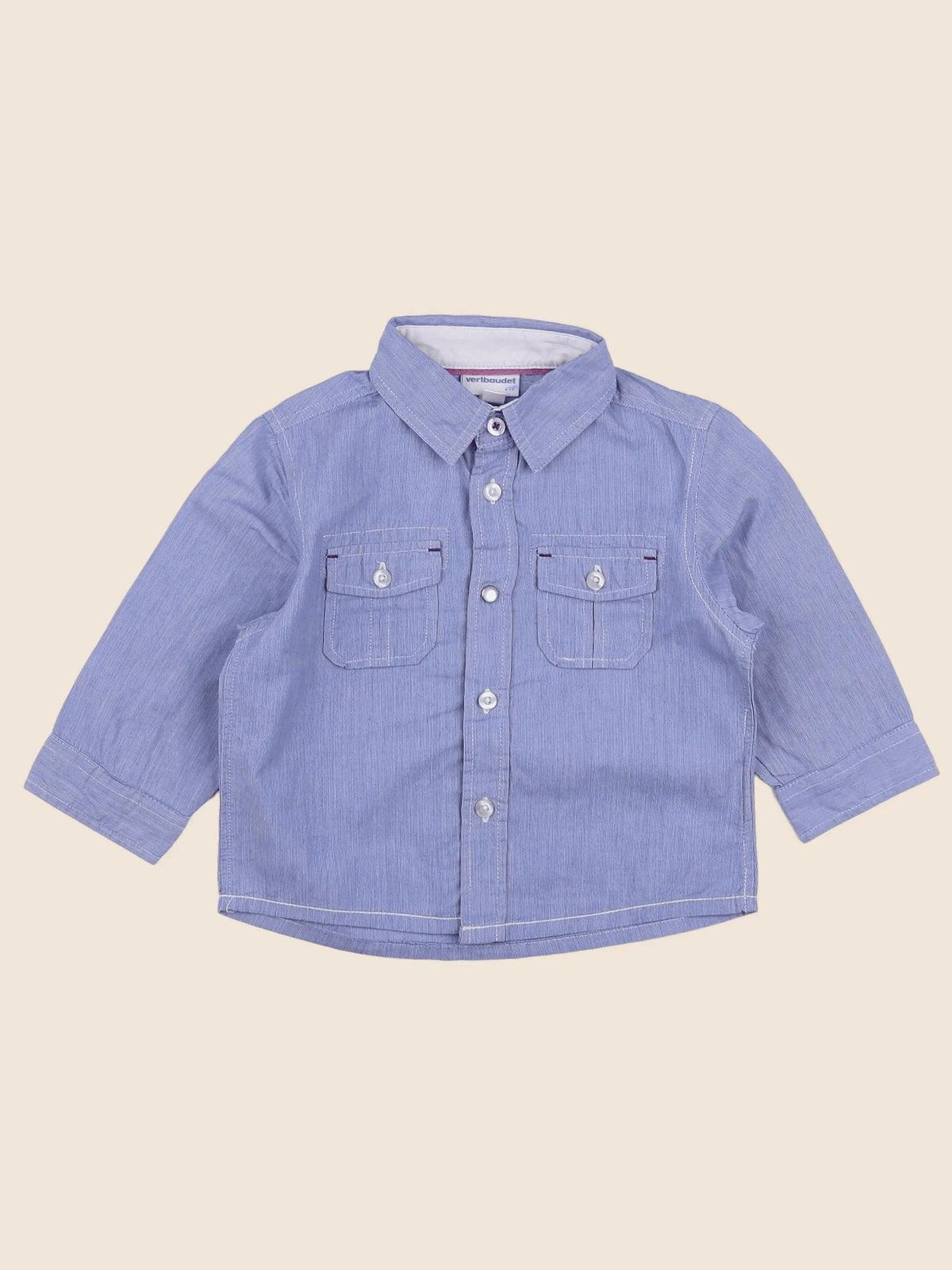 Vertbaudet - chemise bleu - 12 mois