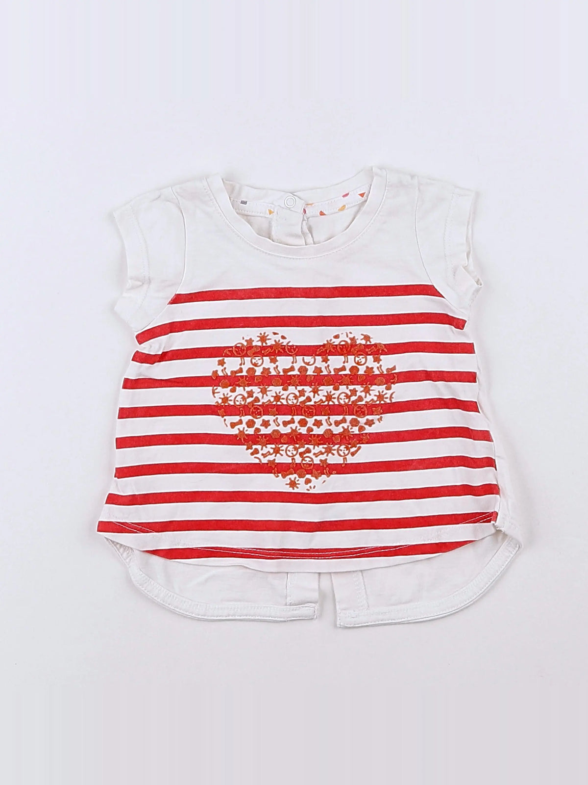Vertbaudet - tee-shirt blanc, rouge - 3 mois