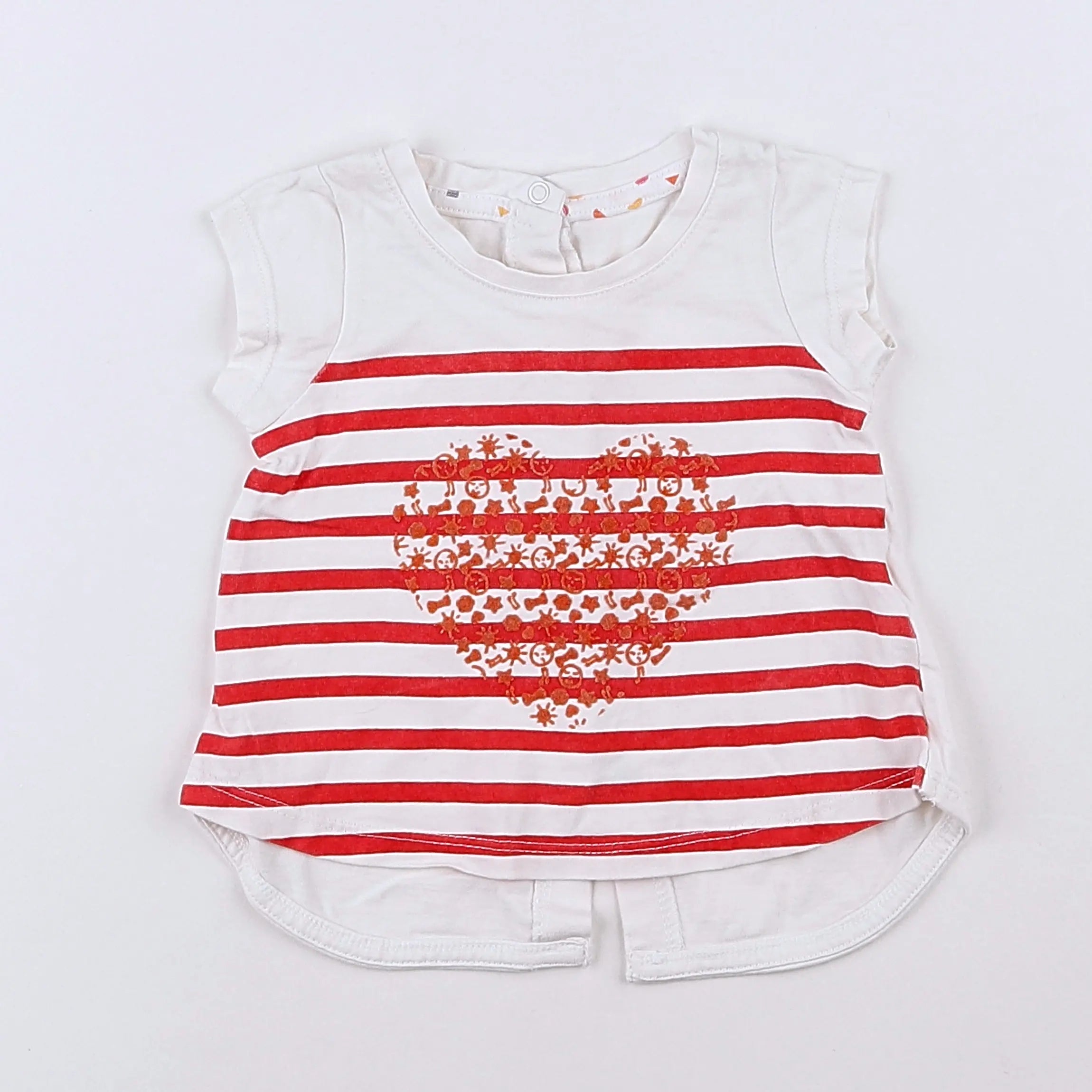 Vertbaudet - tee-shirt blanc, rouge - 3 mois