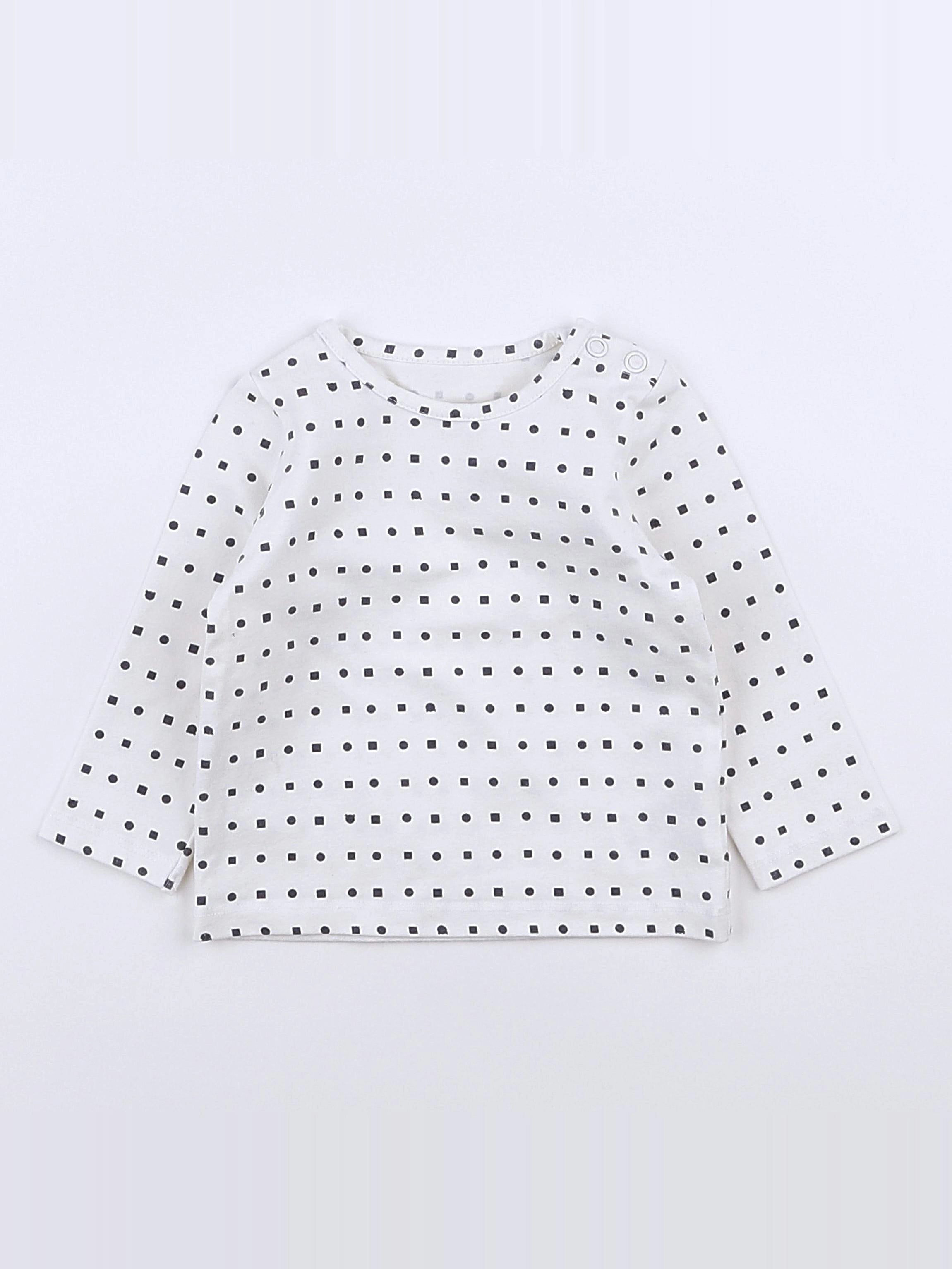 Noukie's - tee-shirt blanc, noir - 3 mois