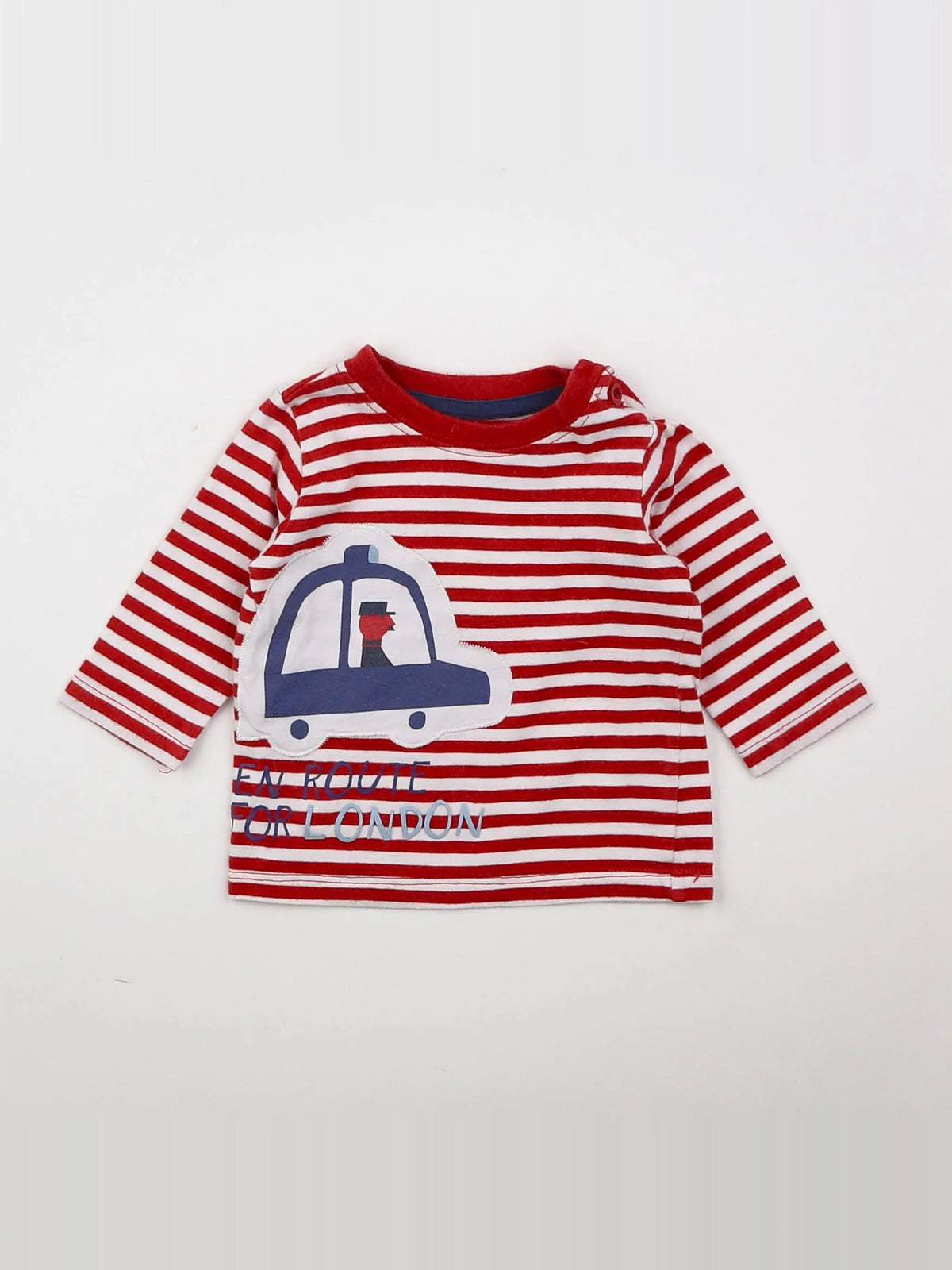 Vertbaudet - tee-shirt rouge, blanc - 3 mois